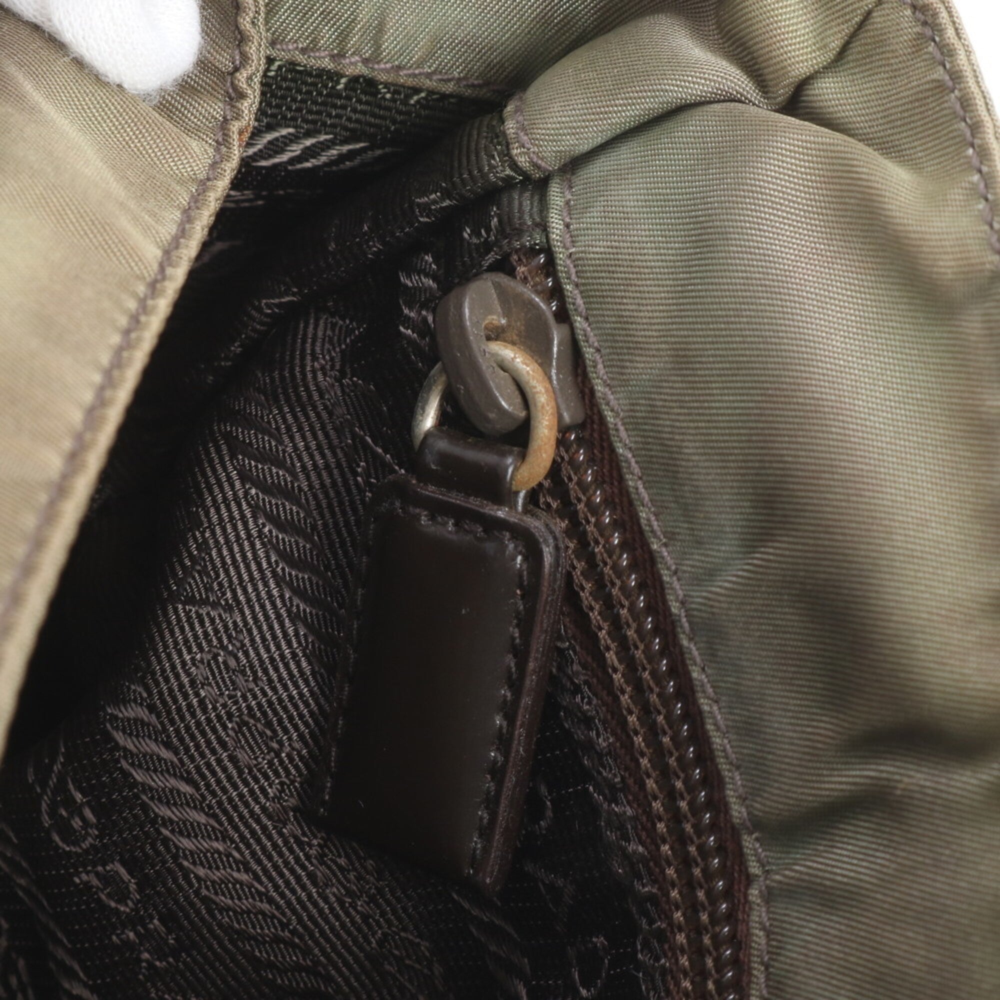 Prada Khaki Messenger Bag Shoulder Bag (Pre-Owned)