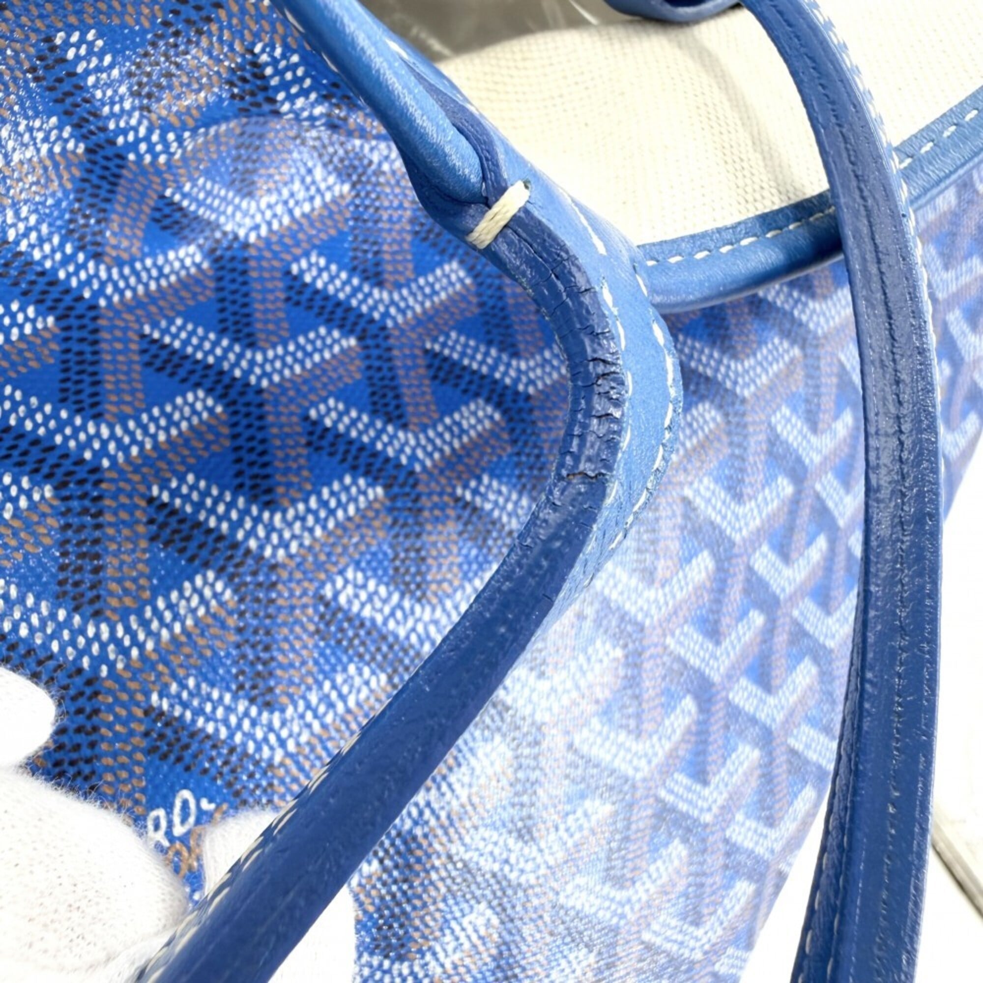 Goyard Blue Coated Canvas Leather Handbag Pouch Tote Bag (Pre-Owned)
