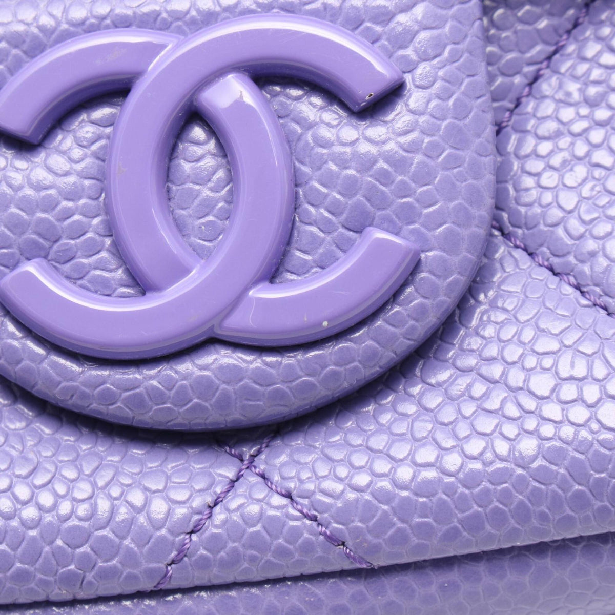 Chanel Purple Grained Calfskin Handbag Shoulder Bag (Pre-Owned)
