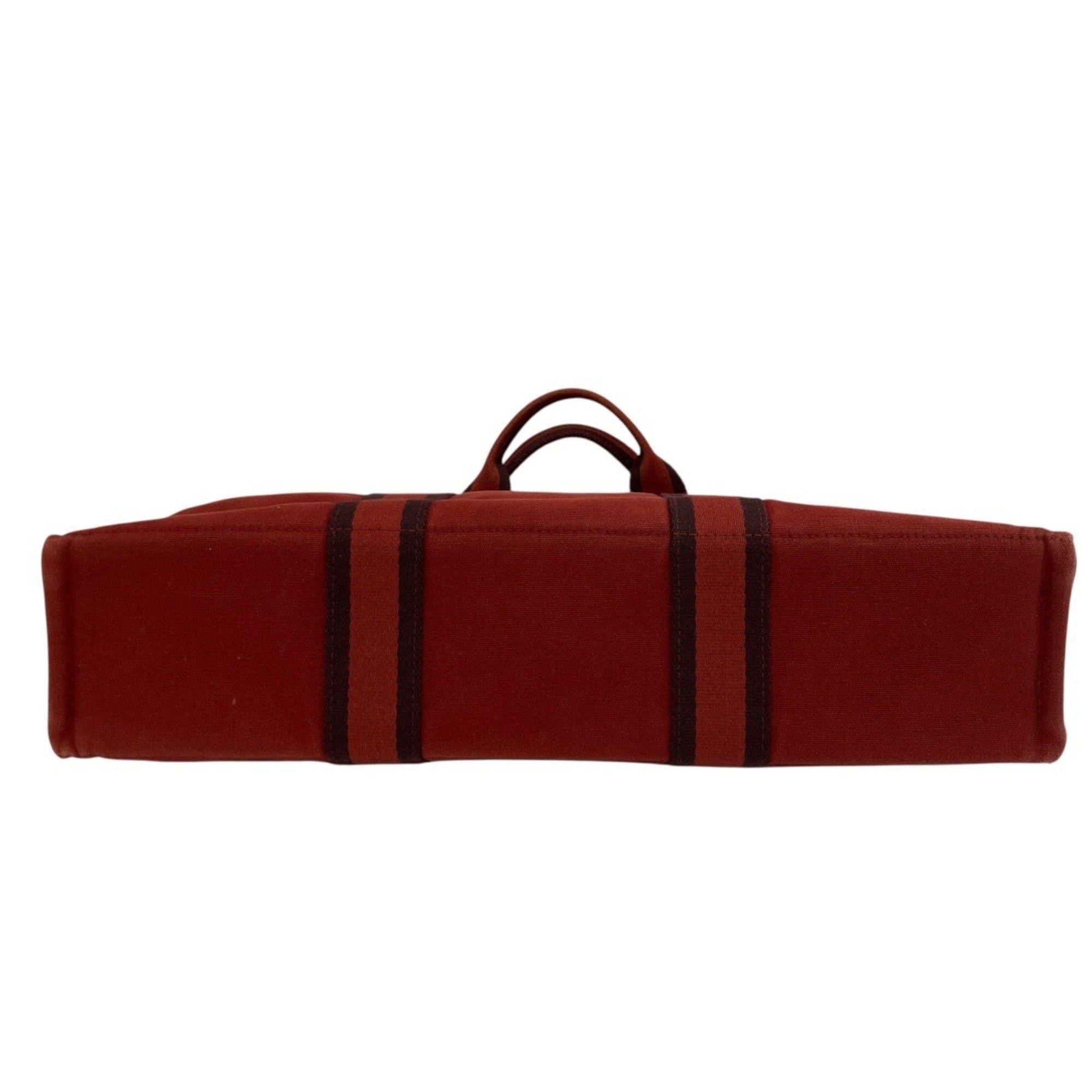 Hermes Fourre Tout Red Color Canvas Handbag (Pre-Owned)
