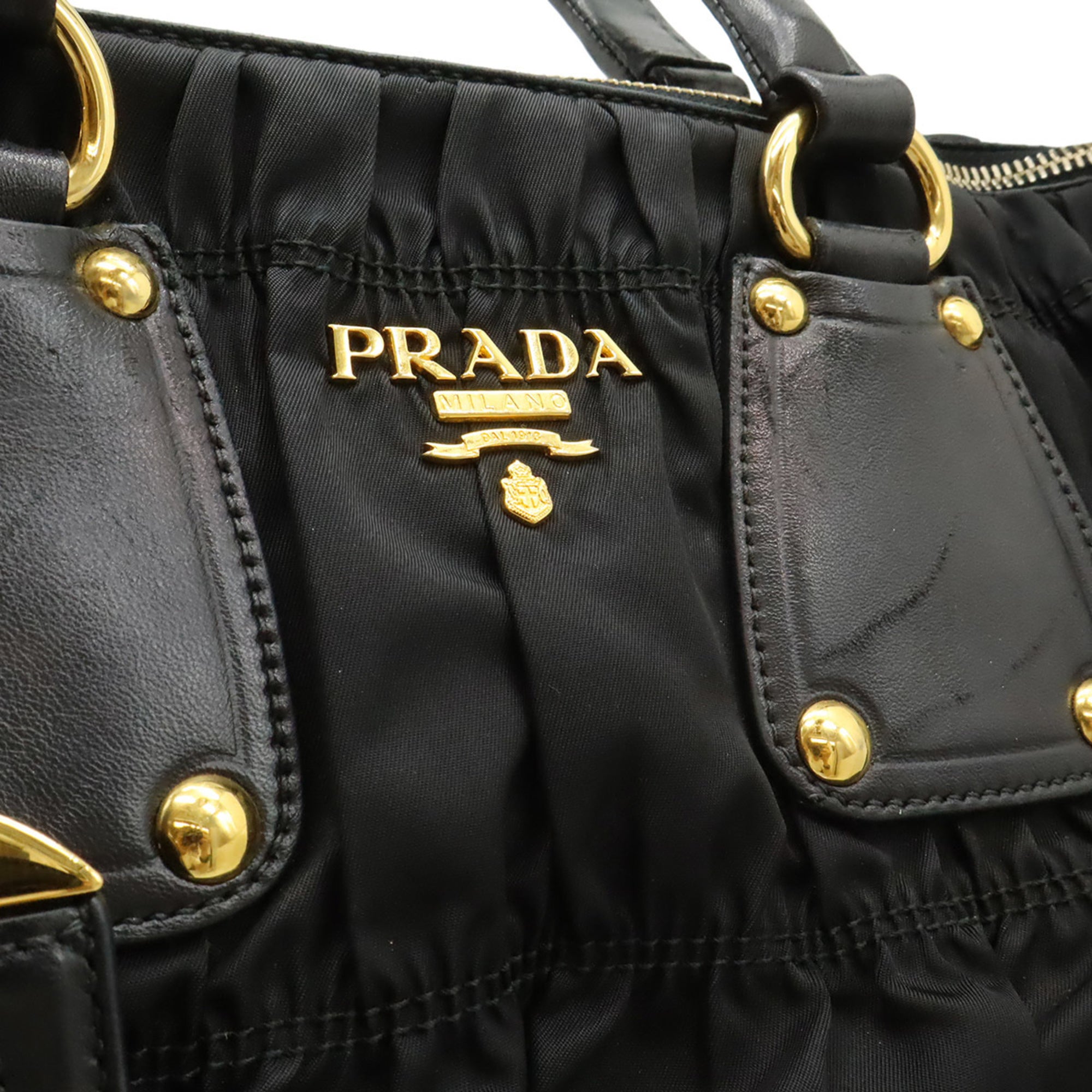 Prada Black Nero Tessuto Handbag Shoulder Bag Tote Bag (Pre-Owned)