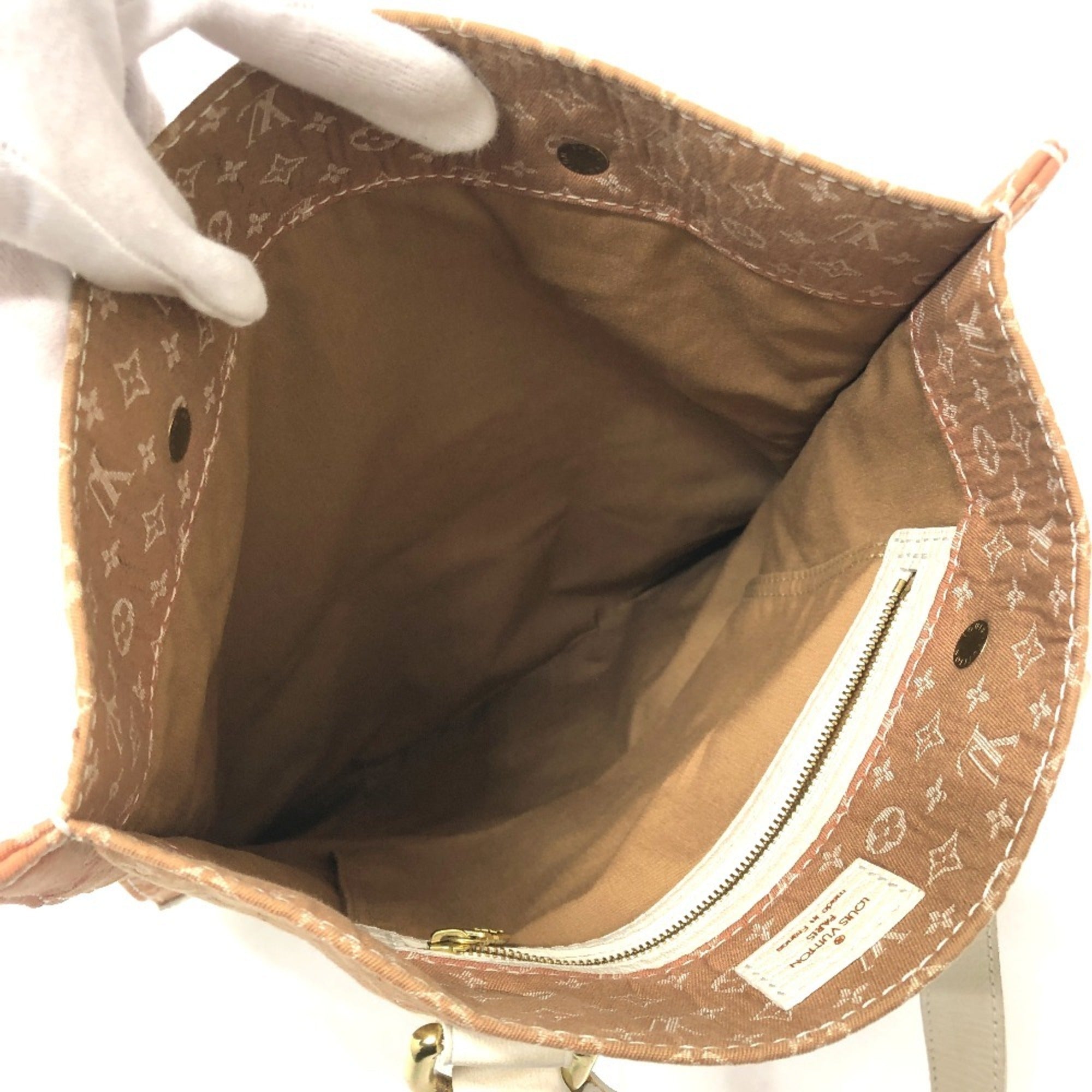 Louis Vuitton Beige Canvas Leather Shoulder Bag Tote Bag (Pre-Owned)
