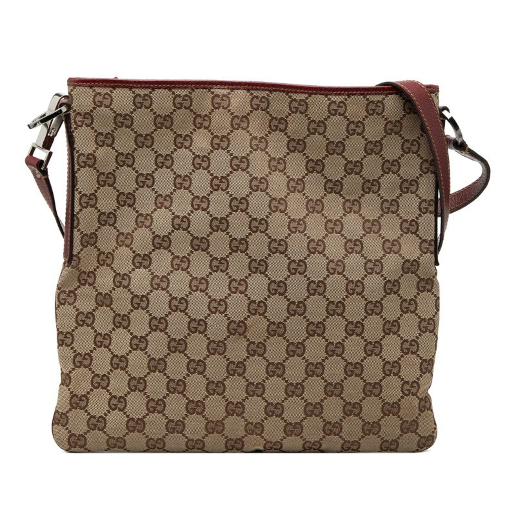 Gucci Beige Canvas Leather Shoulder Bag (Pre-Owned)