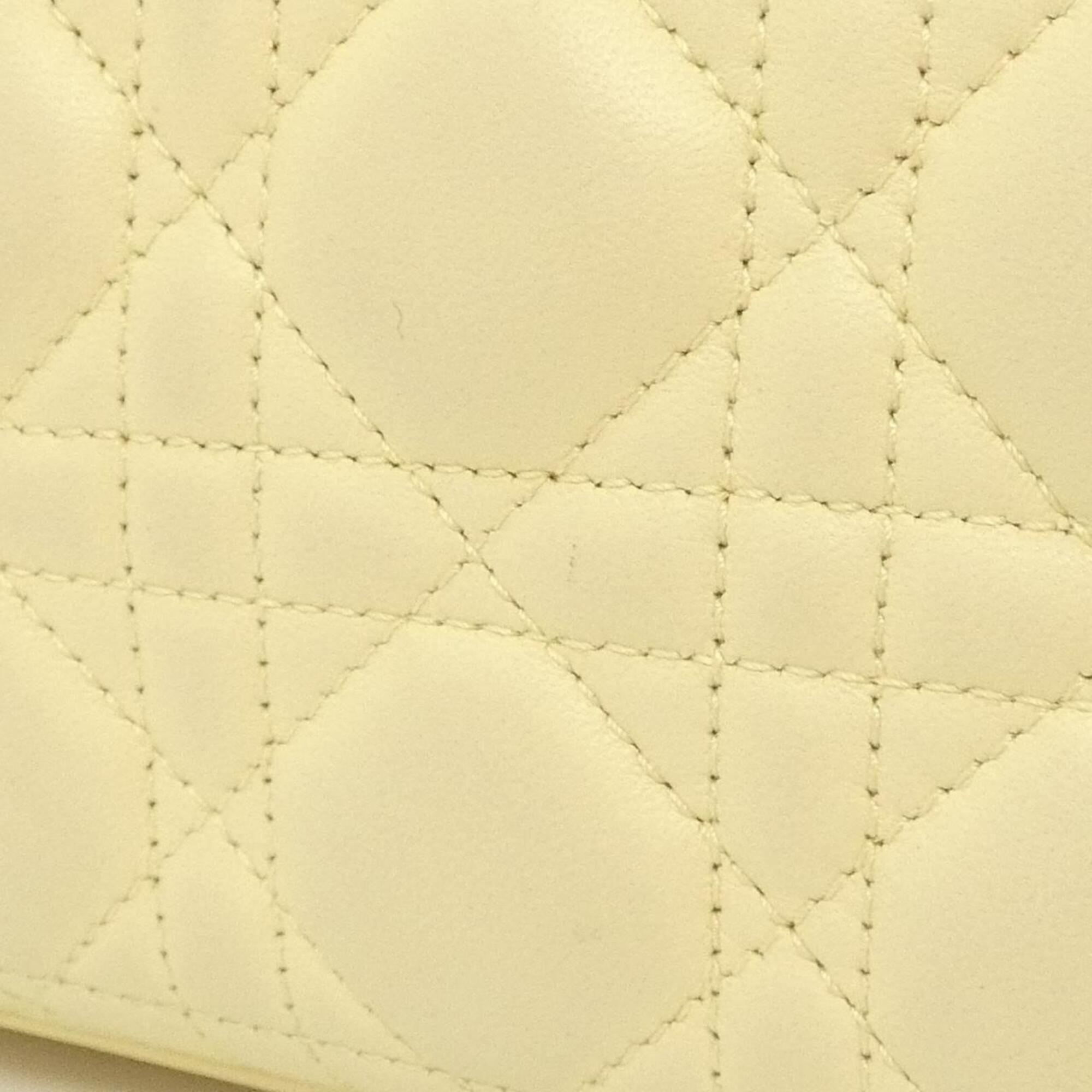 Christian Dior Lady Dior Pale Yellow Leather Handbag (Pre-Owned)
