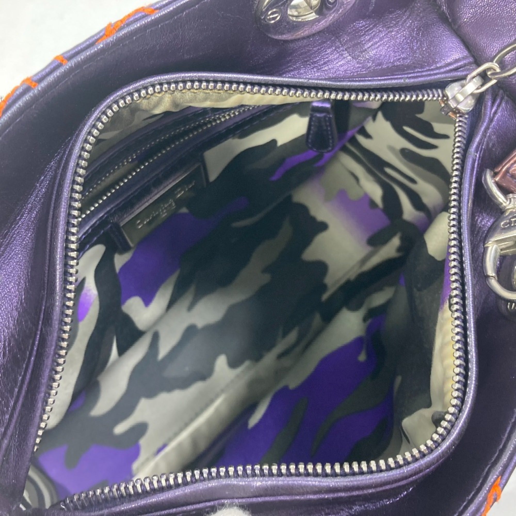 Christian Dior Orange Purple Leather Handbag Shoulder Bag (Pre-Owned)
