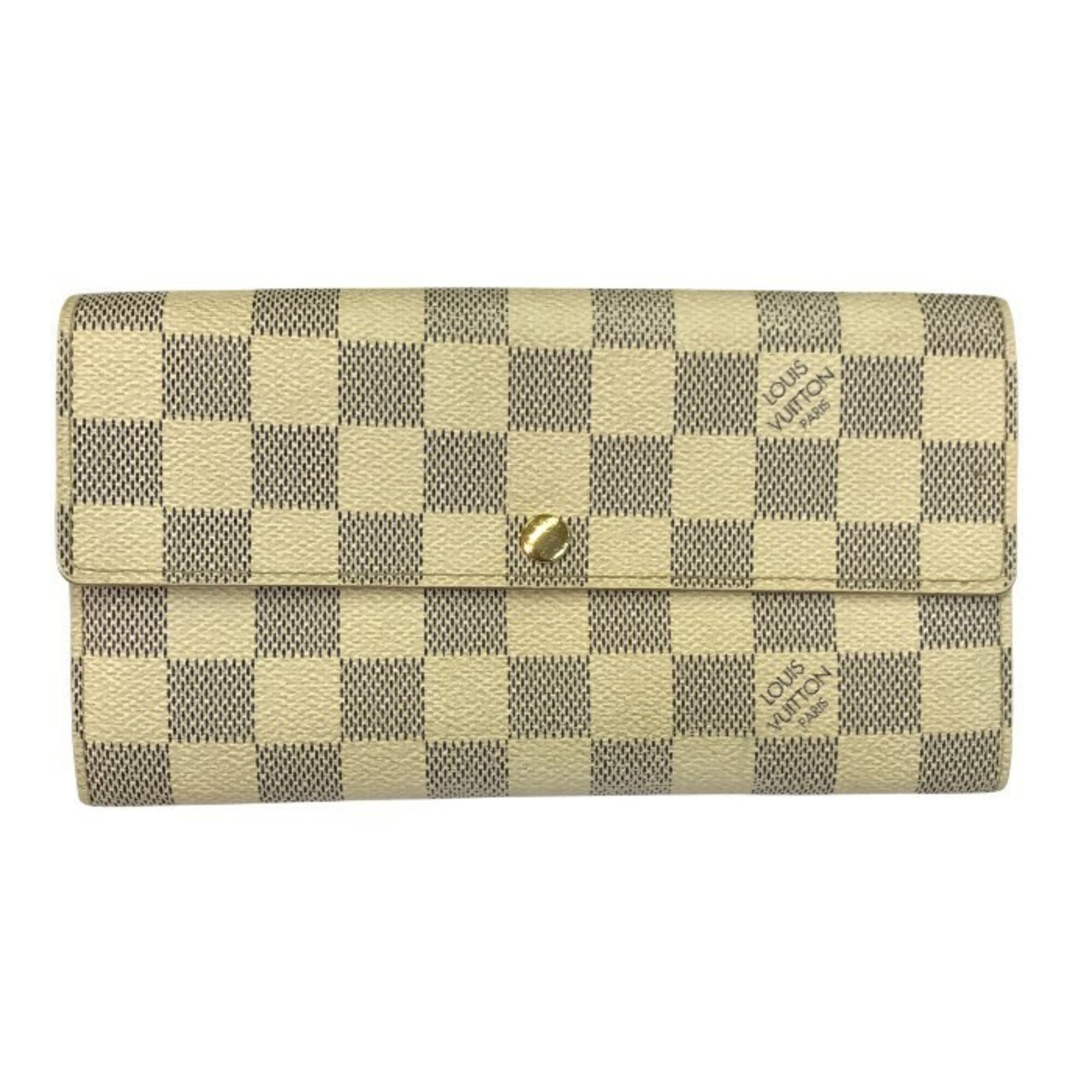Louis Vuitton White Damier Azur Long Wallet (Tri-Fold) (Pre-Owned)