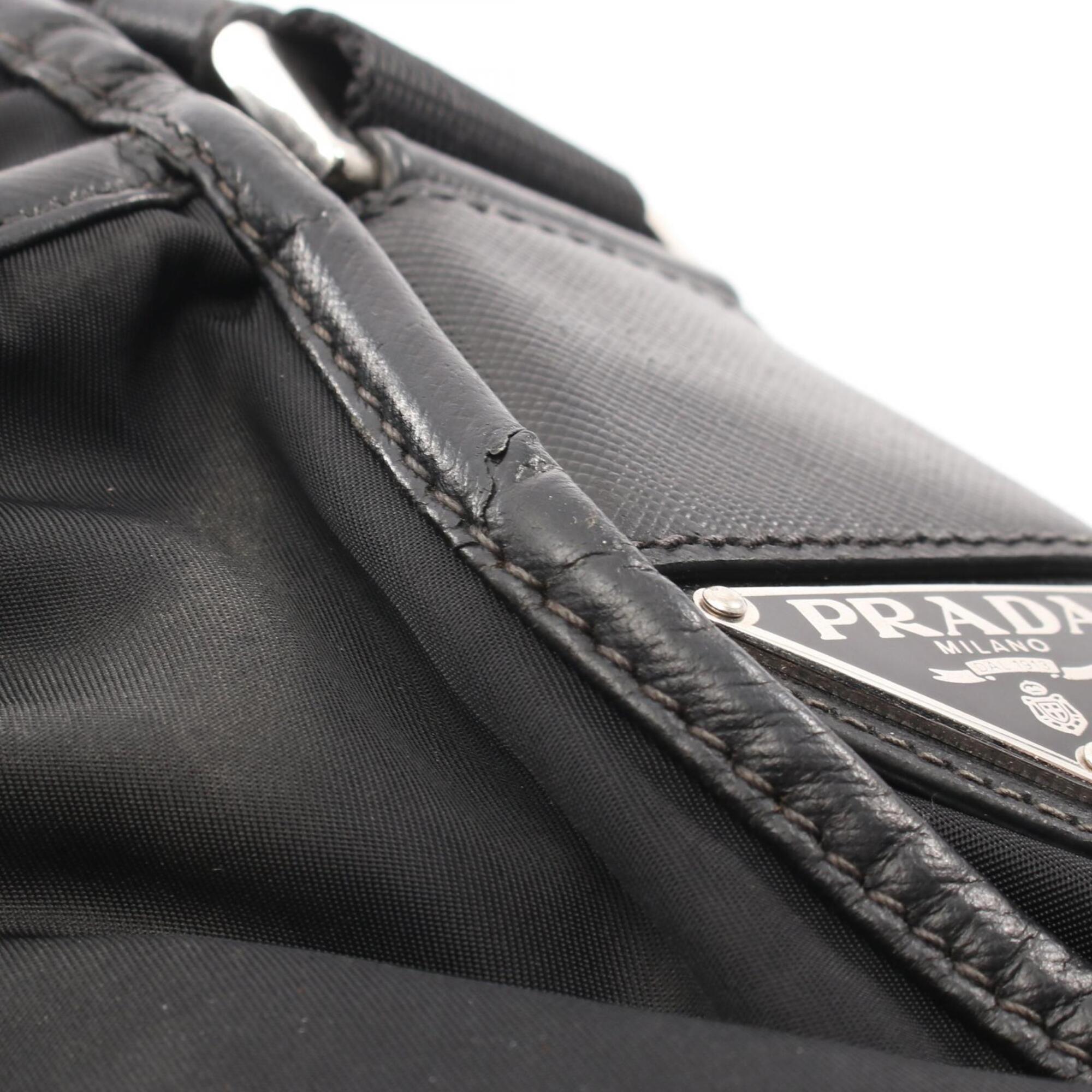 Prada Black Nylon Saffiano Triangle Handbag Messenger Bag Shoulder Bag (Pre-Owned)