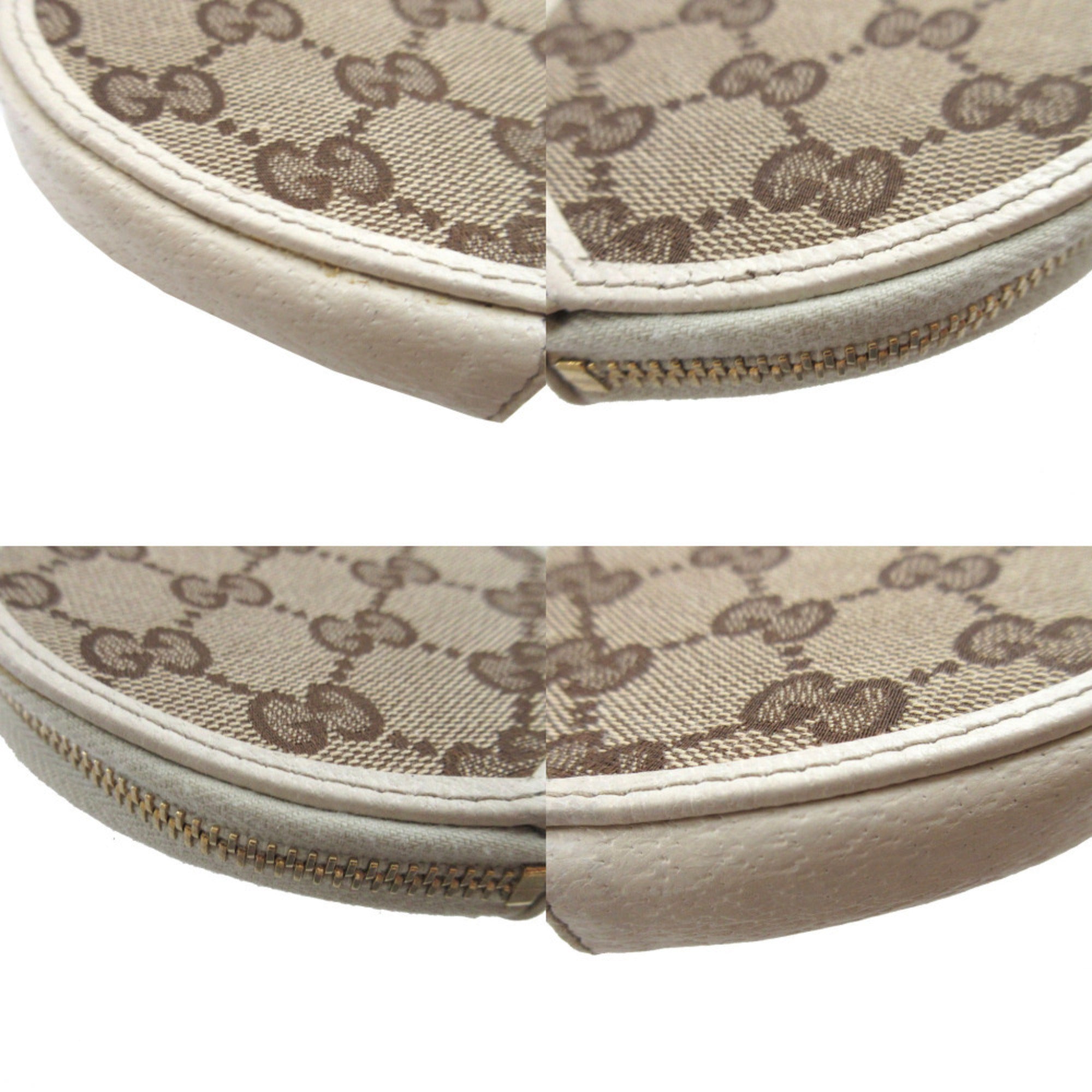 Gucci Beige Ivory Gg Canvas Leather Coin Purse/Coin Case (Pre-Owned)