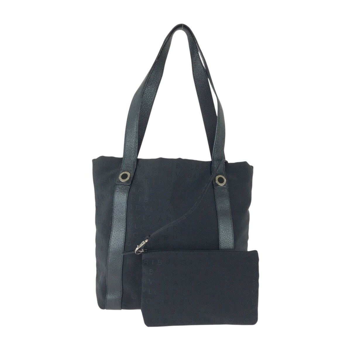 Bvlgari Black Canvas Leather Shoulder Bag Tote Bag (Pre-Owned)