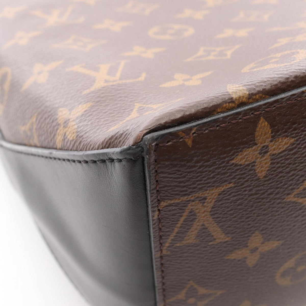 Louis Vuitton Black Brown Coated Canvas Leather Handbag Tote Bag (Pre-Owned)