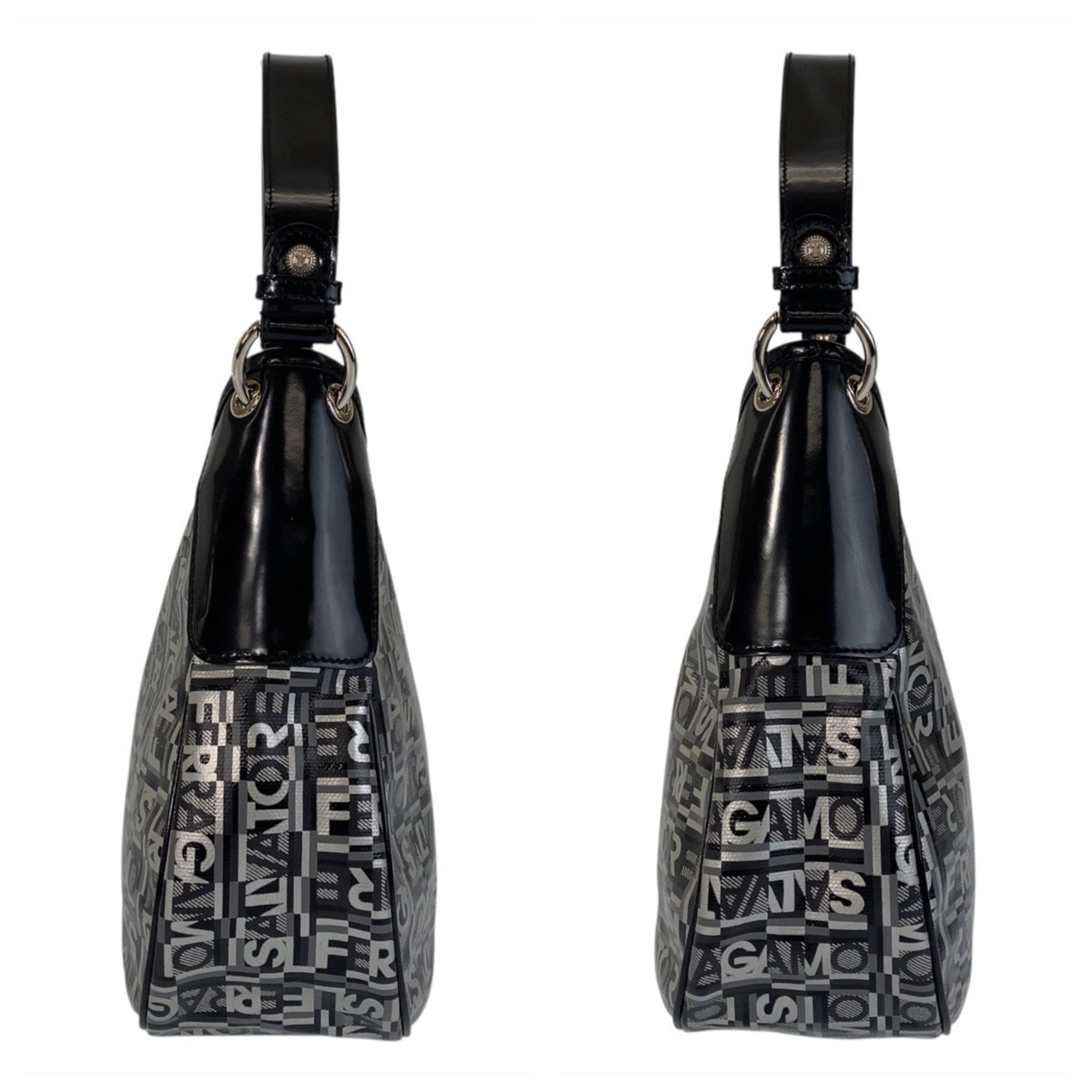 Salvatore Ferragamo Black Gray Pvc Shoulder Bag (Pre-Owned)