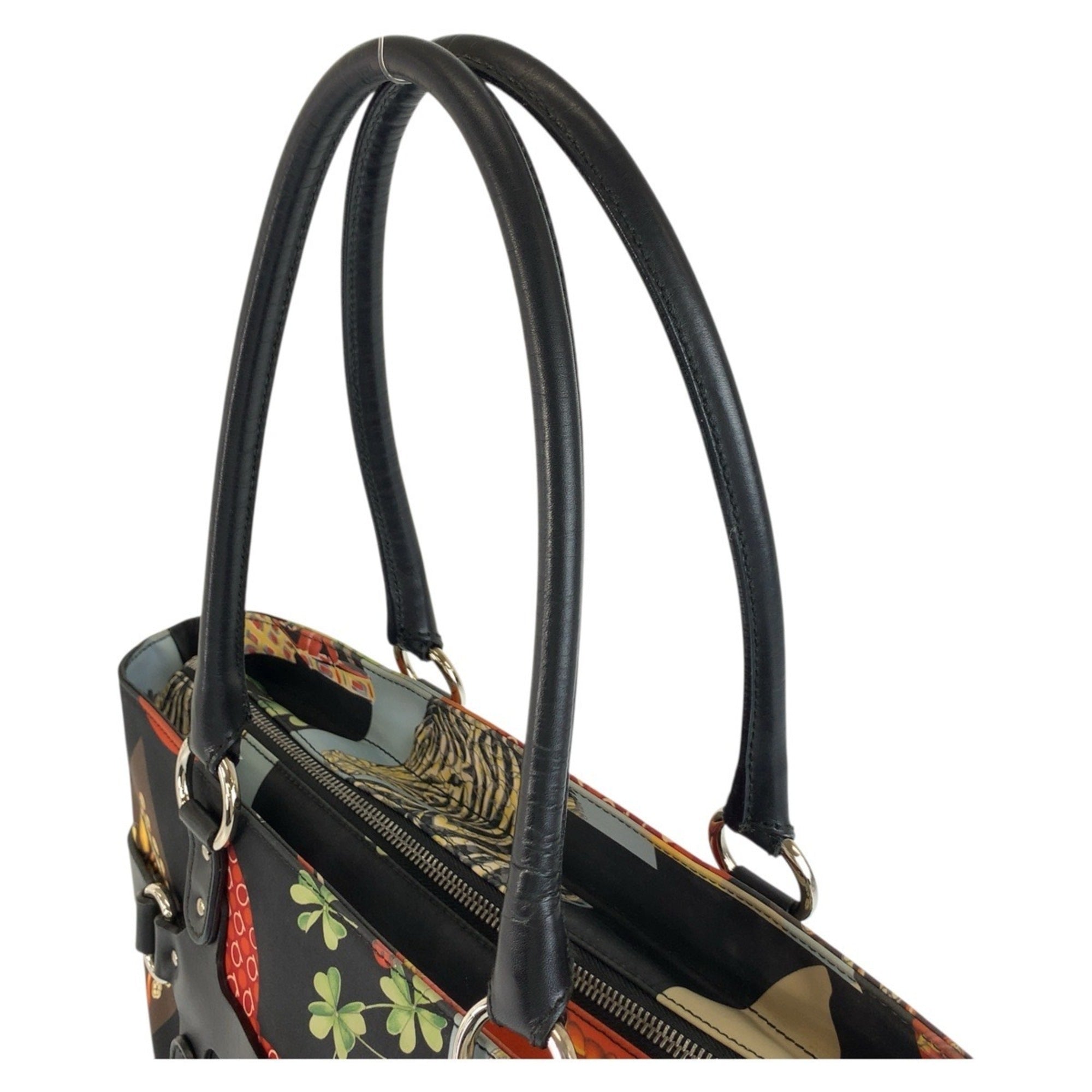 Salvatore Ferragamo Black Multi-Color Nylon Leather Shoulder Bag Tote Bag (Pre-Owned)