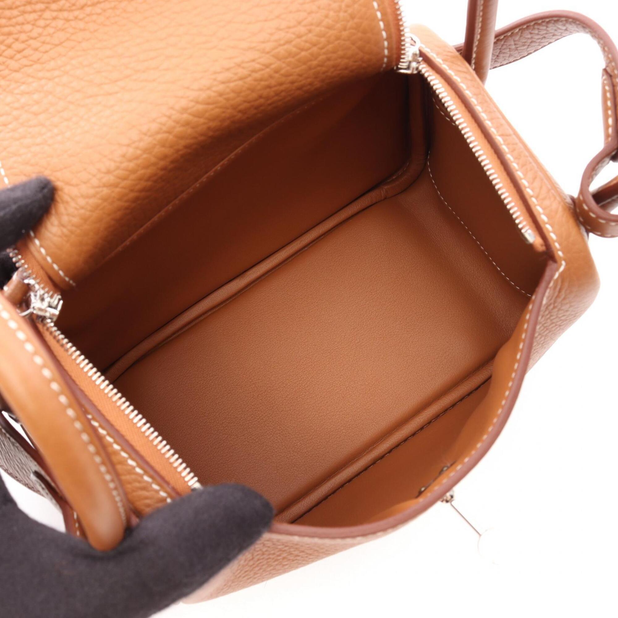 Hermes Brown Gold Taurillon Clemence Leather Leather Handbag Shoulder Bag (Pre-Owned)