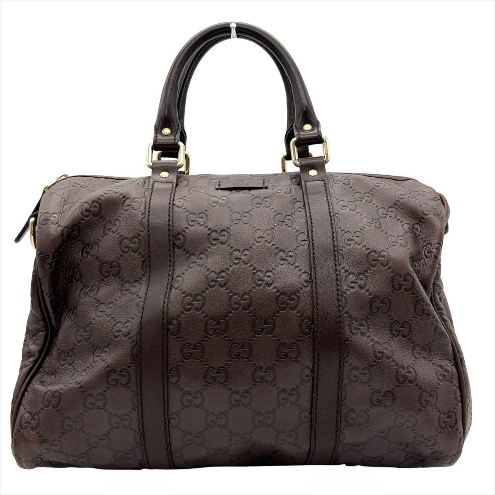 Gucci Brown Gg Leather Boston Bag Handbag (Pre-Owned)