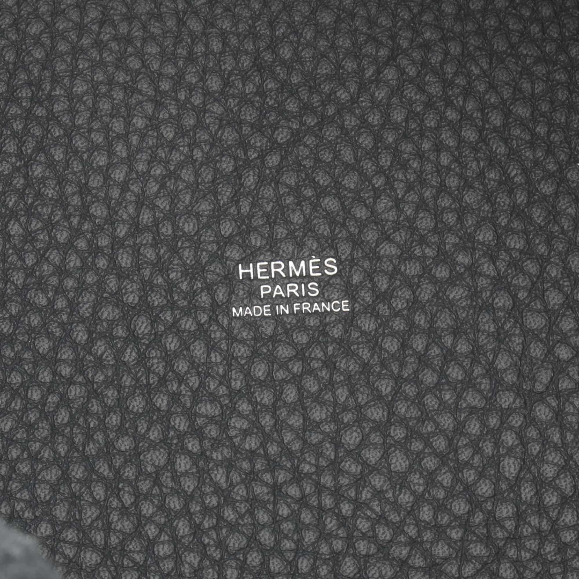 Hermes Gray Taurillon Clemence Leather Handbag (Pre-Owned)