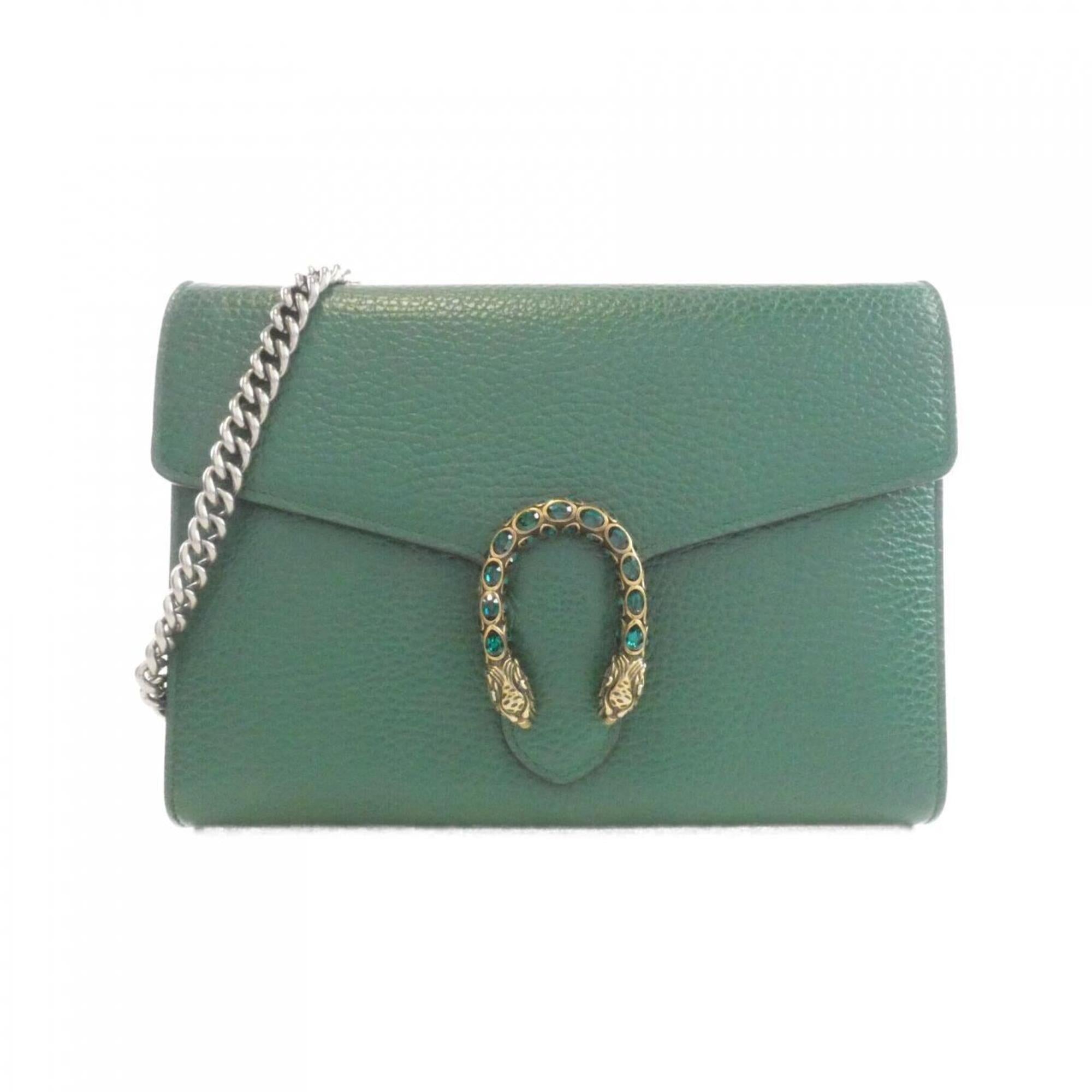 Gucci Emerald Green Leather Chain/Shoulder Wallet (Pre-Owned)