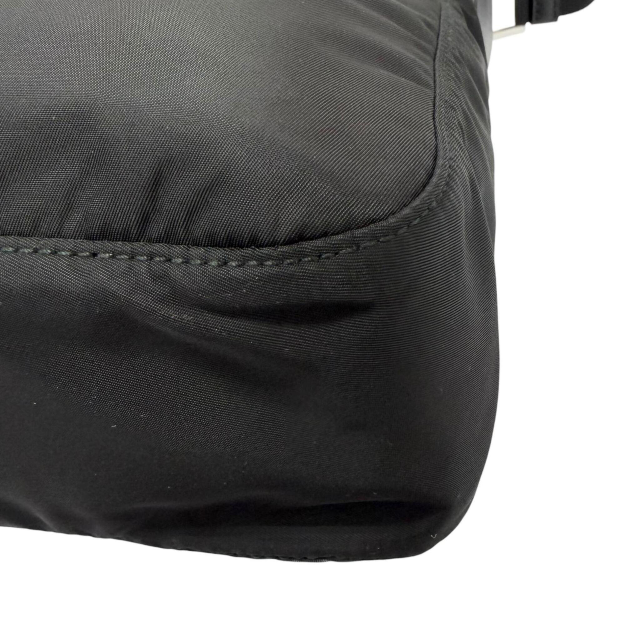 Prada Black Nylon Leather Pouch Shoulder Bag (Pre-Owned)