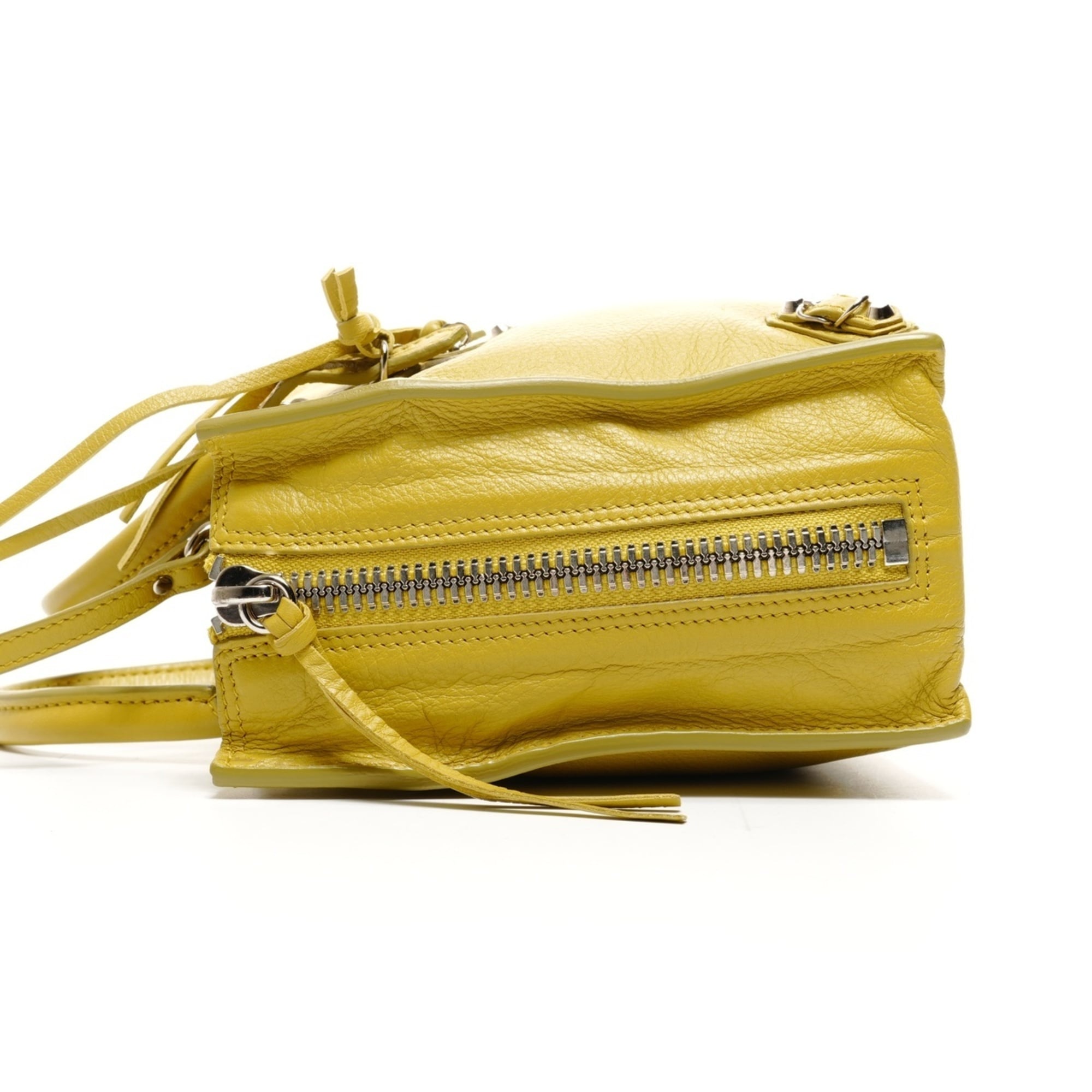 Balenciaga Paper Yellow Leather Shoulder Bag (Pre-Owned)
