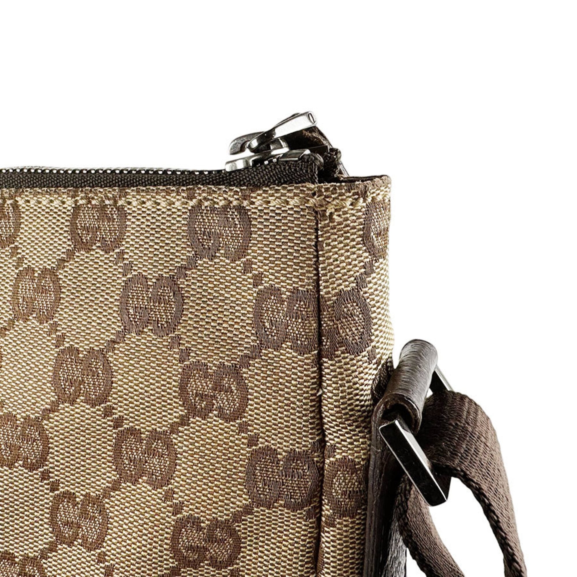 Gucci Brown Gg Canvas Leather Shoulder Bag (Pre-Owned)