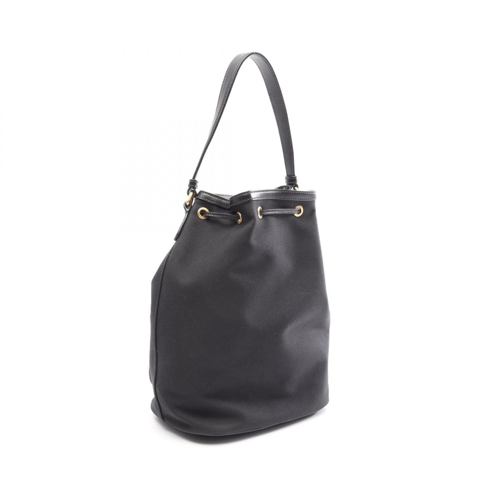 Prada Black Canvas Leather Handbag (Pre-Owned)
