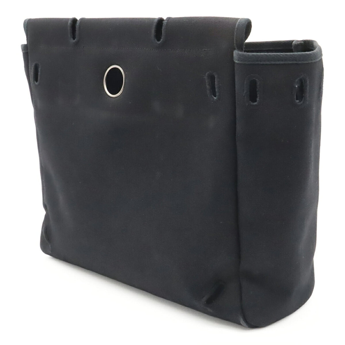 Hermes Black Toile Officier Leather Backpack Handbag (Pre-Owned)