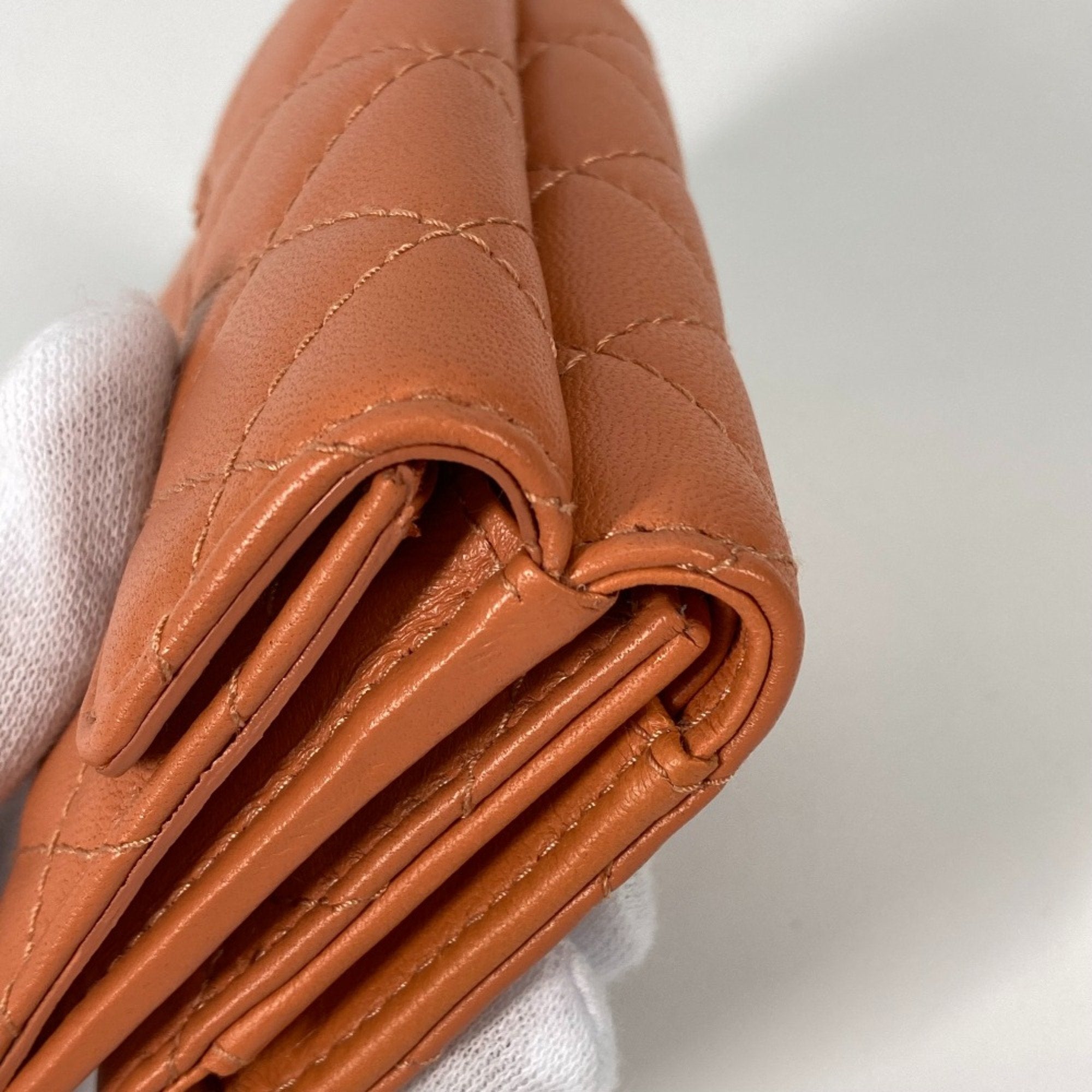 Chanel Orange Leather Wallet (Tri-Fold) (Pre-Owned)
