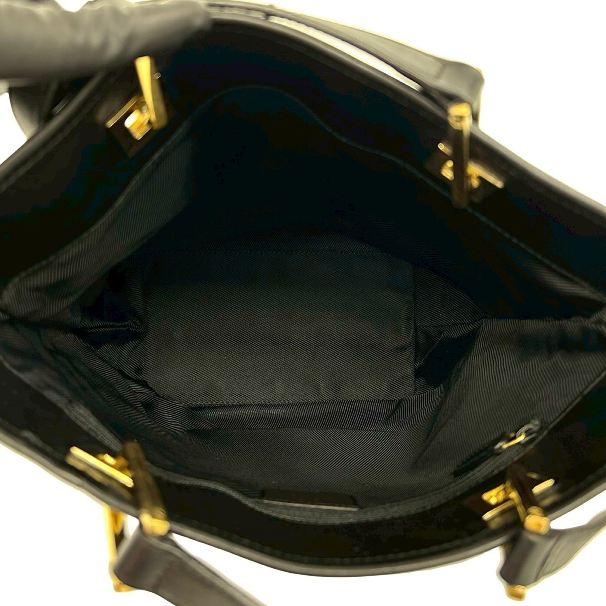 Gucci Black Navy Canvas Leather Handbag Tote Bag (Pre-Owned)