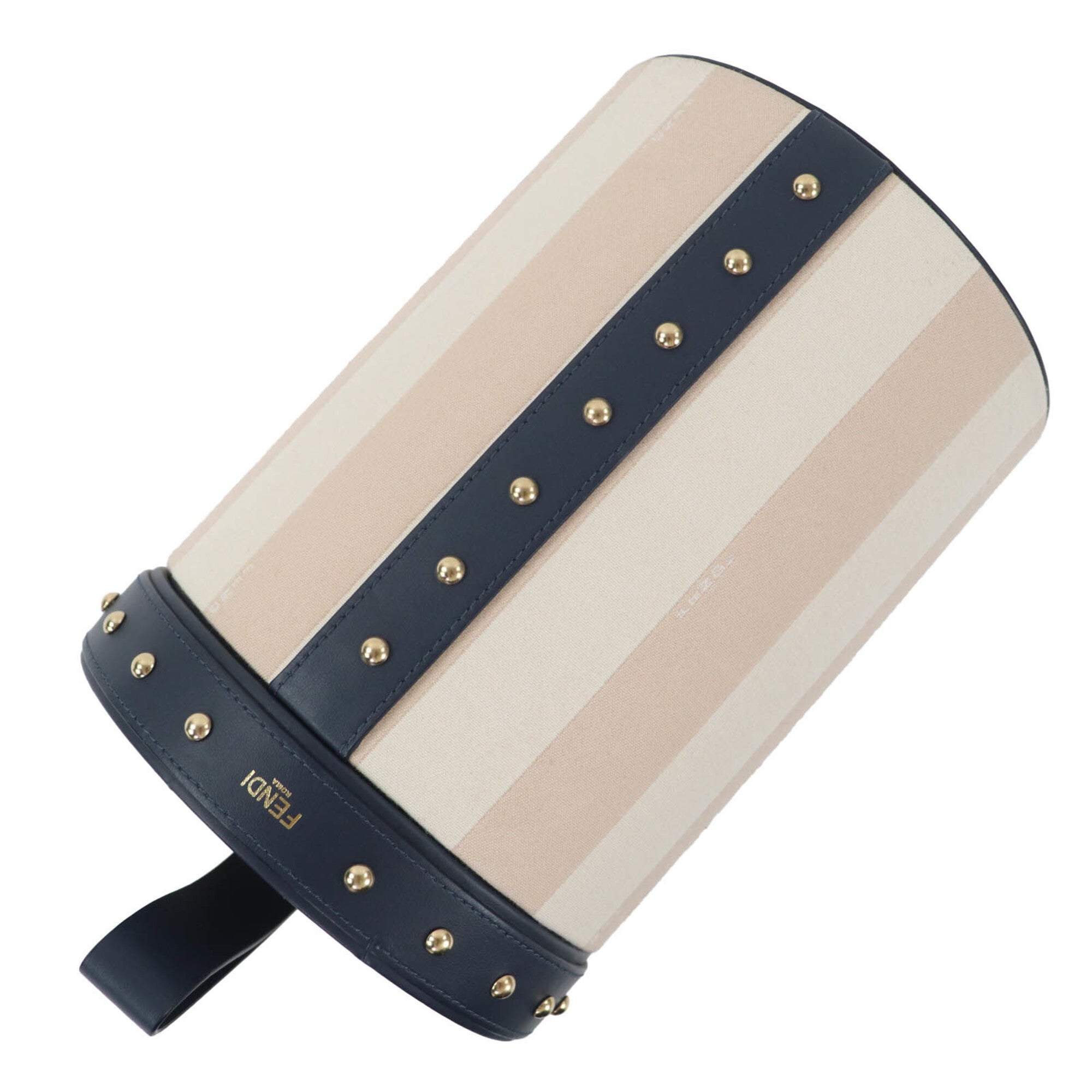 Fendi Beige Navy Leather Pouch (Pre-Owned)