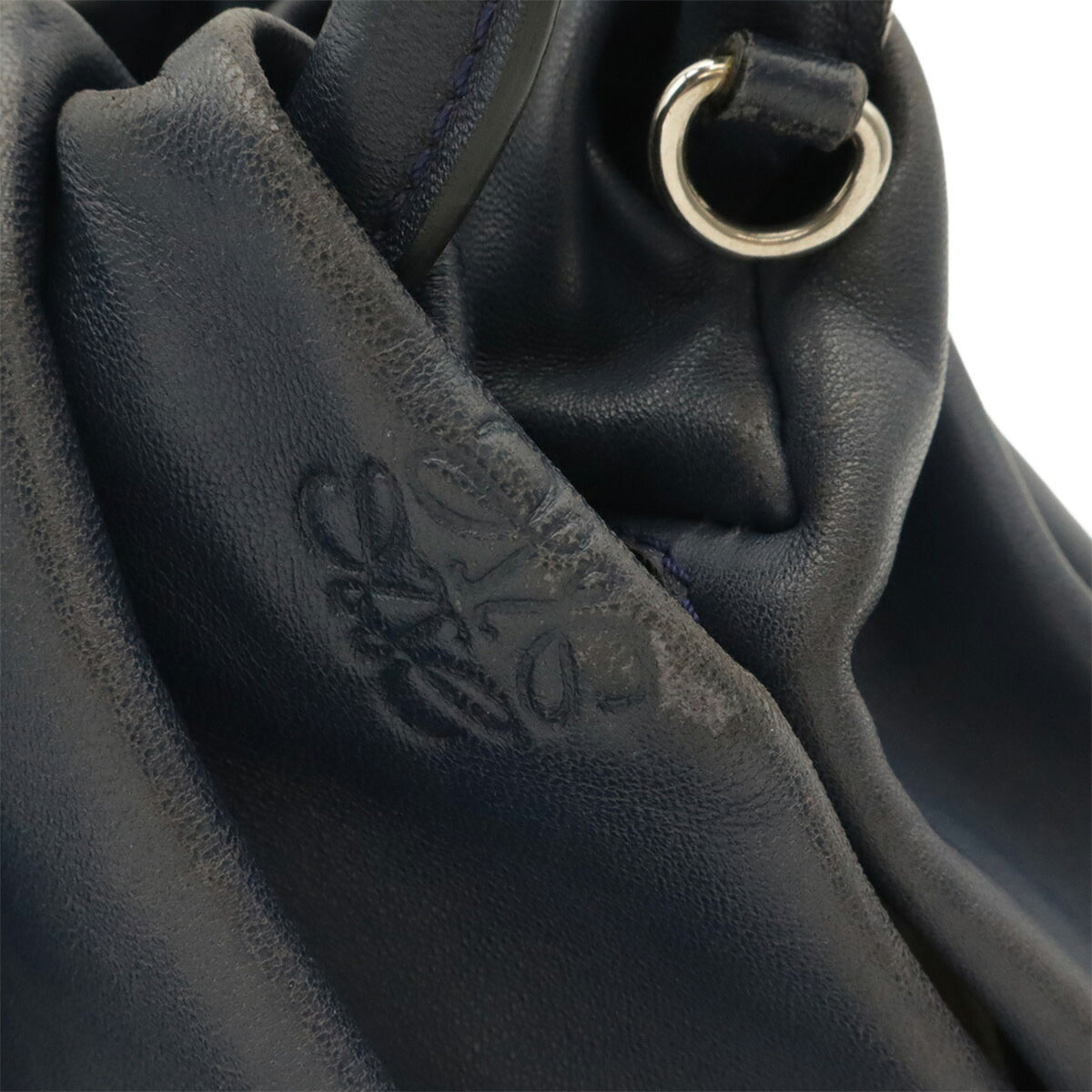 Loewe Navy Leather Handbag Shoulder Bag (Pre-Owned)