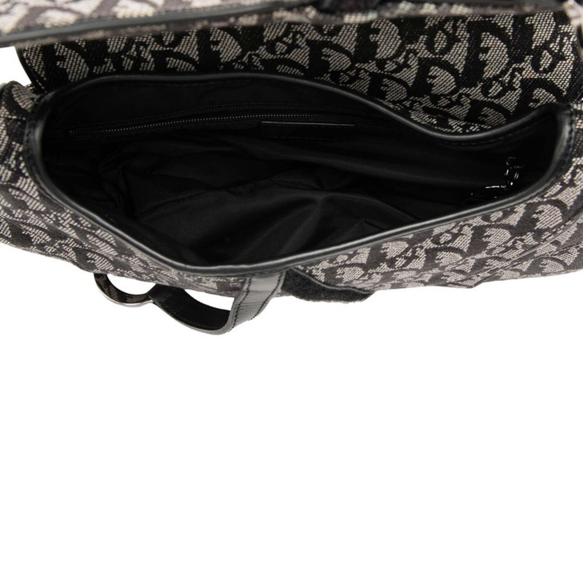 Christian Dior Black Gray Canvas Leather Handbag (Pre-Owned)