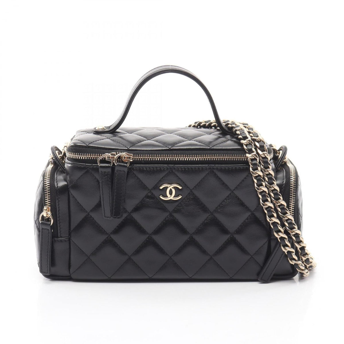 Chanel Matelasse Black Leather Shoulder Bag (Pre-Owned)