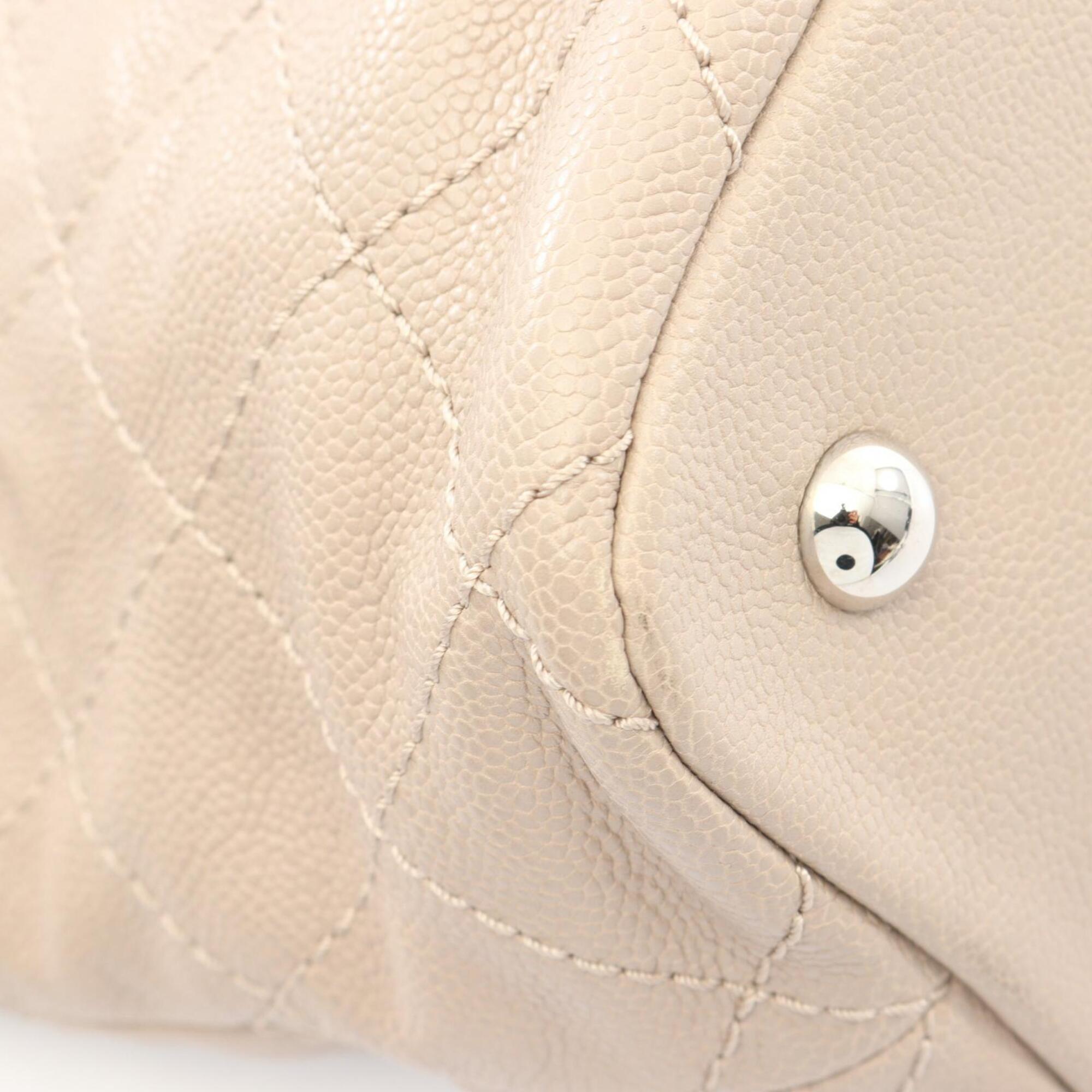 Chanel Beige Grained Calfskin Handbag Tote Bag (Pre-Owned)