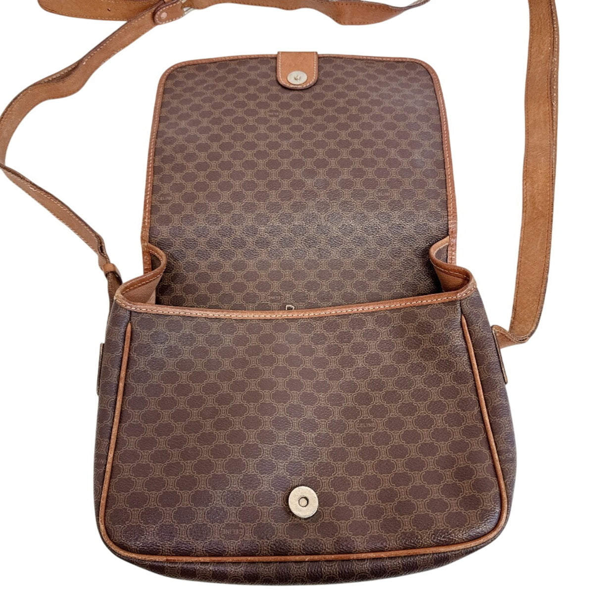 Celine Macadam Brown Leather Shoulder Bag (Pre-Owned)