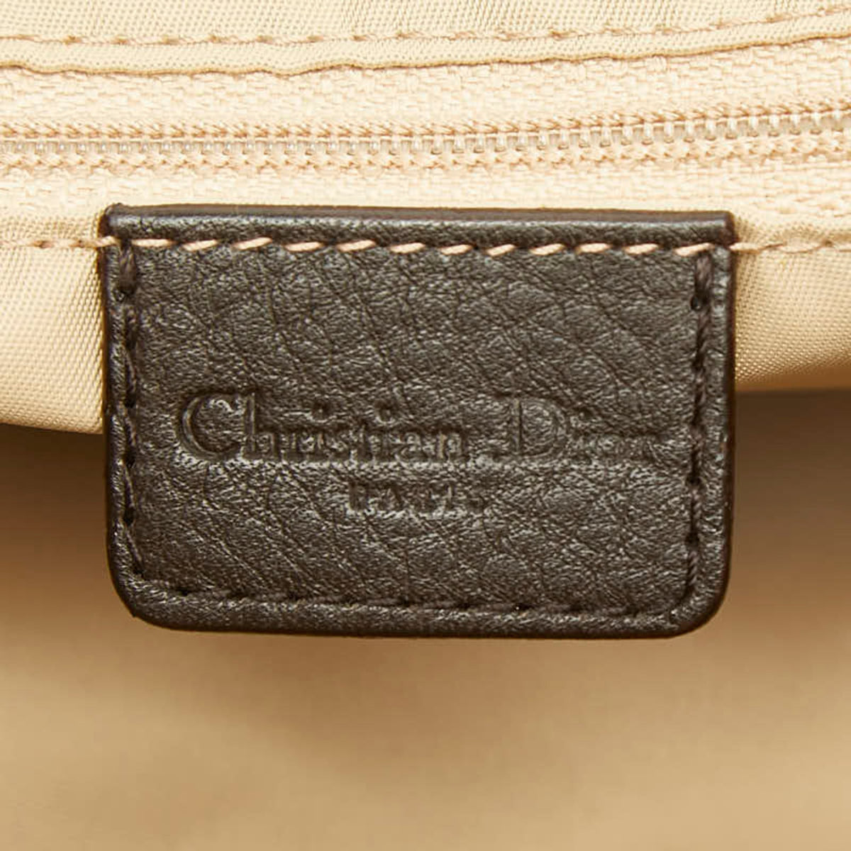 Christian Dior Beige Canvas Leather Handbag Shoulder Bag (Pre-Owned)