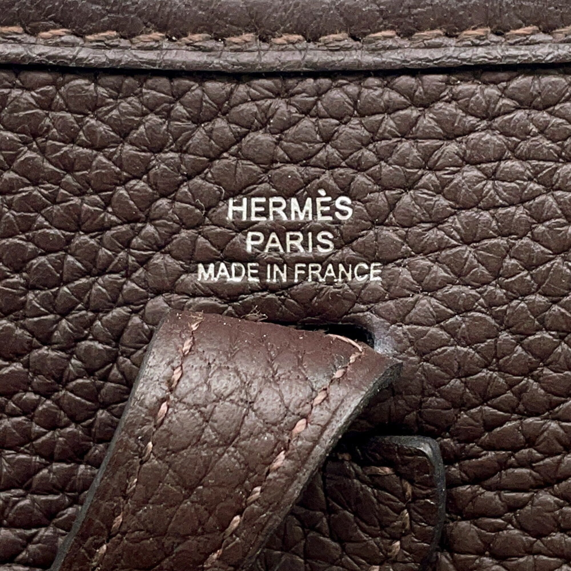 Hermes Evelyne Ebene Taurillon Clemence Leather Handbag (Pre-Owned)
