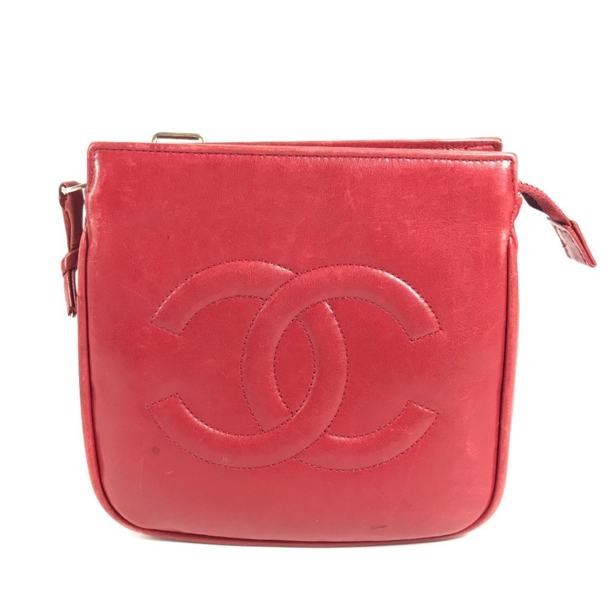 Chanel Red Color Leather Beach Bag Fanny Pack Pouch Sling Bag (Pre-Owned)