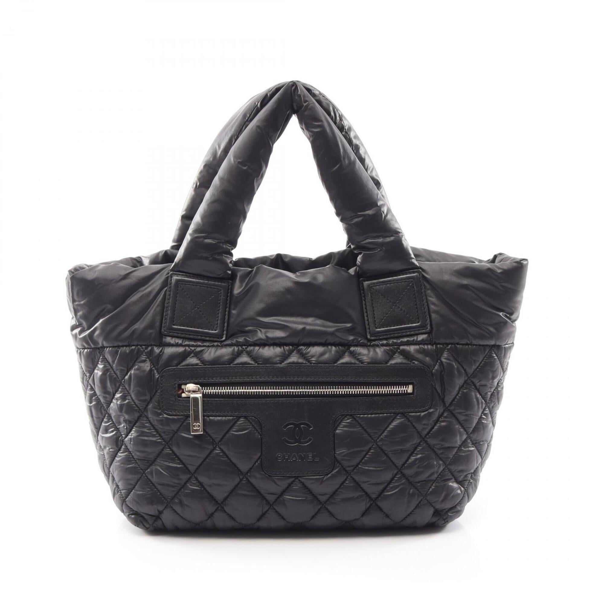 Chanel Black Nylon Leather Handbag Tote Bag (Pre-Owned)