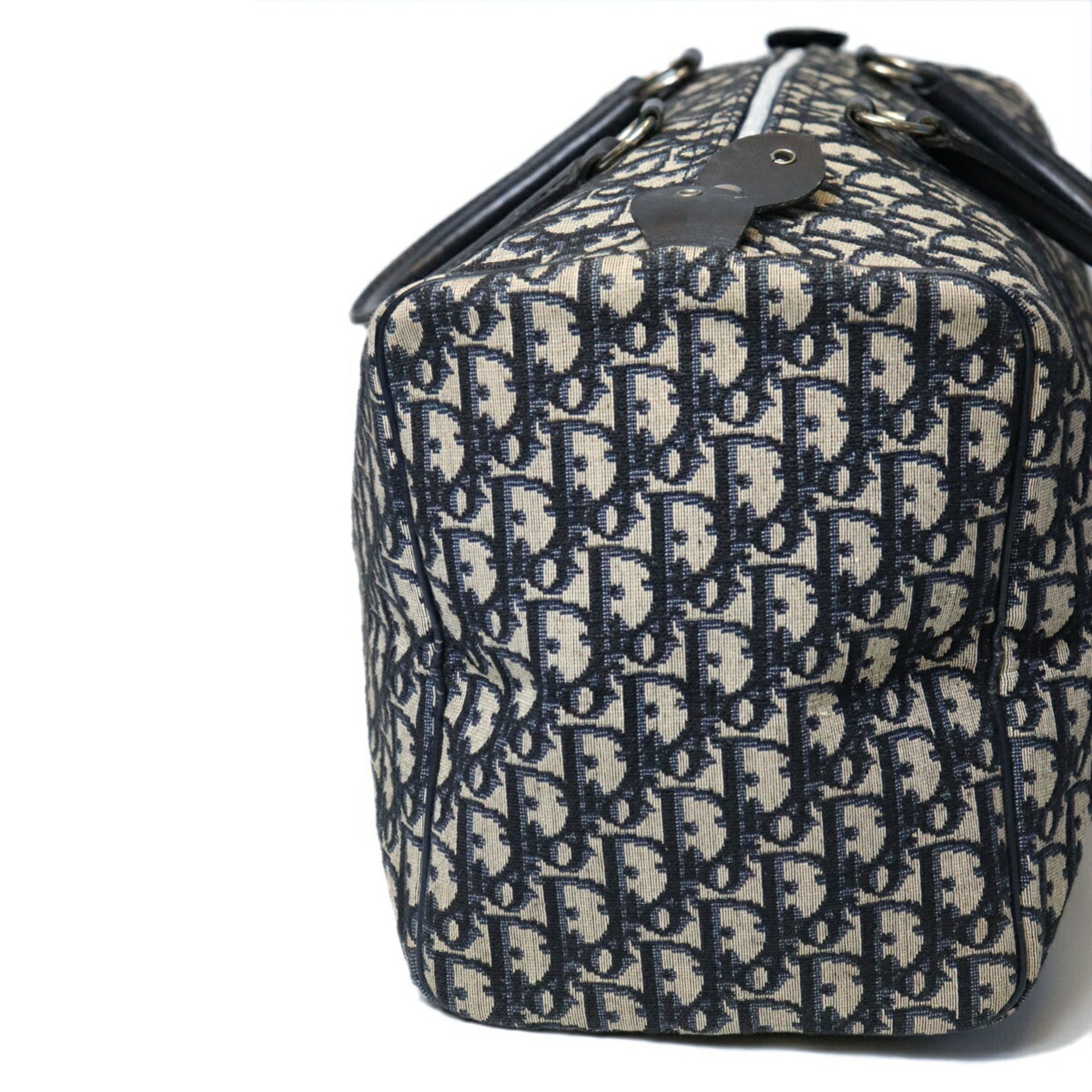 Christian Dior Navy Canvas Leather Boston Bag (Pre-Owned)