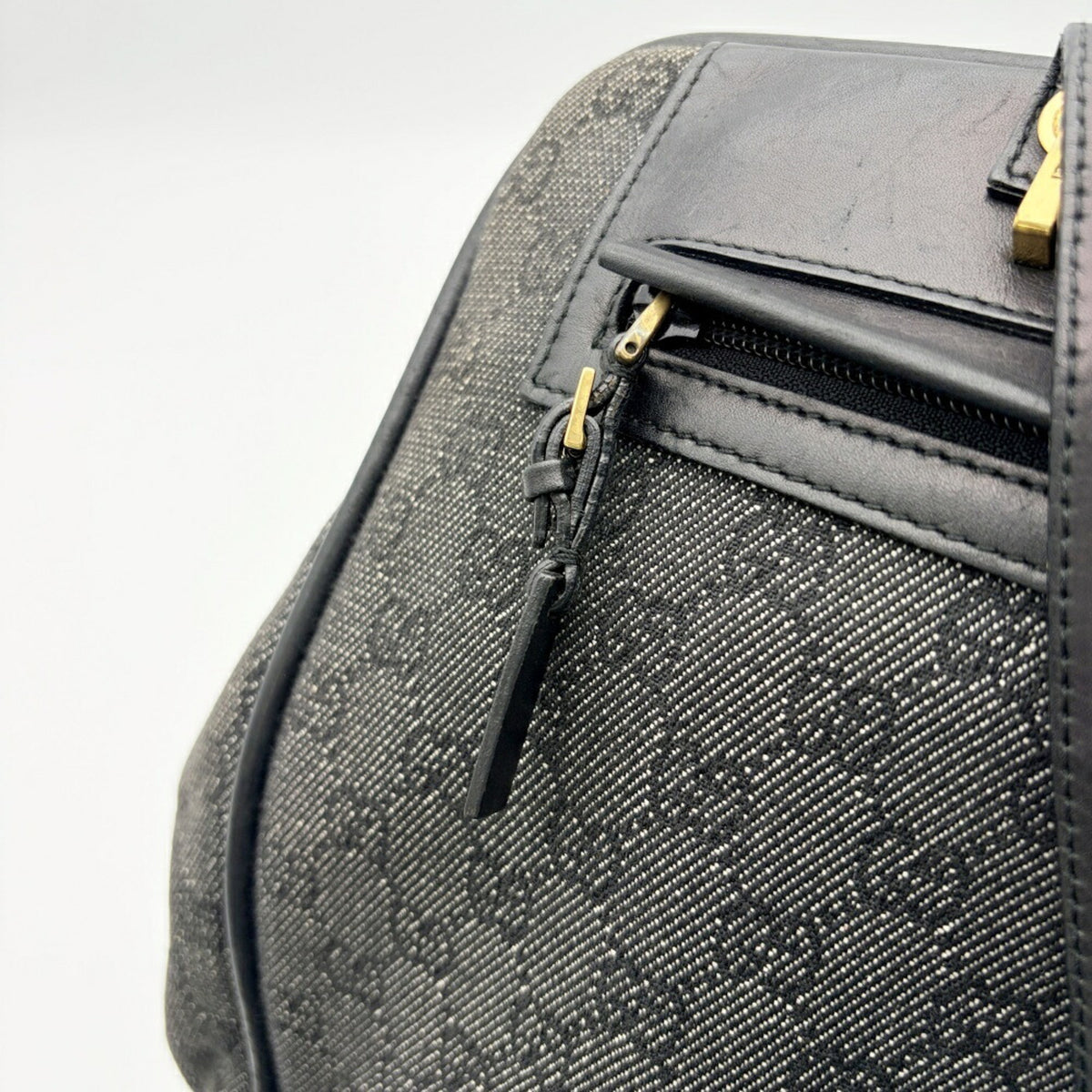 Gucci Black Canvas Leather Tote Bag (Pre-Owned)