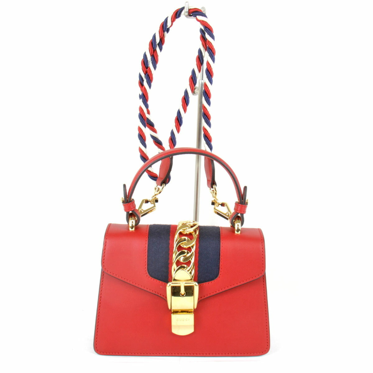 Gucci Red Color Leather Shoulder Bag (Pre-Owned)