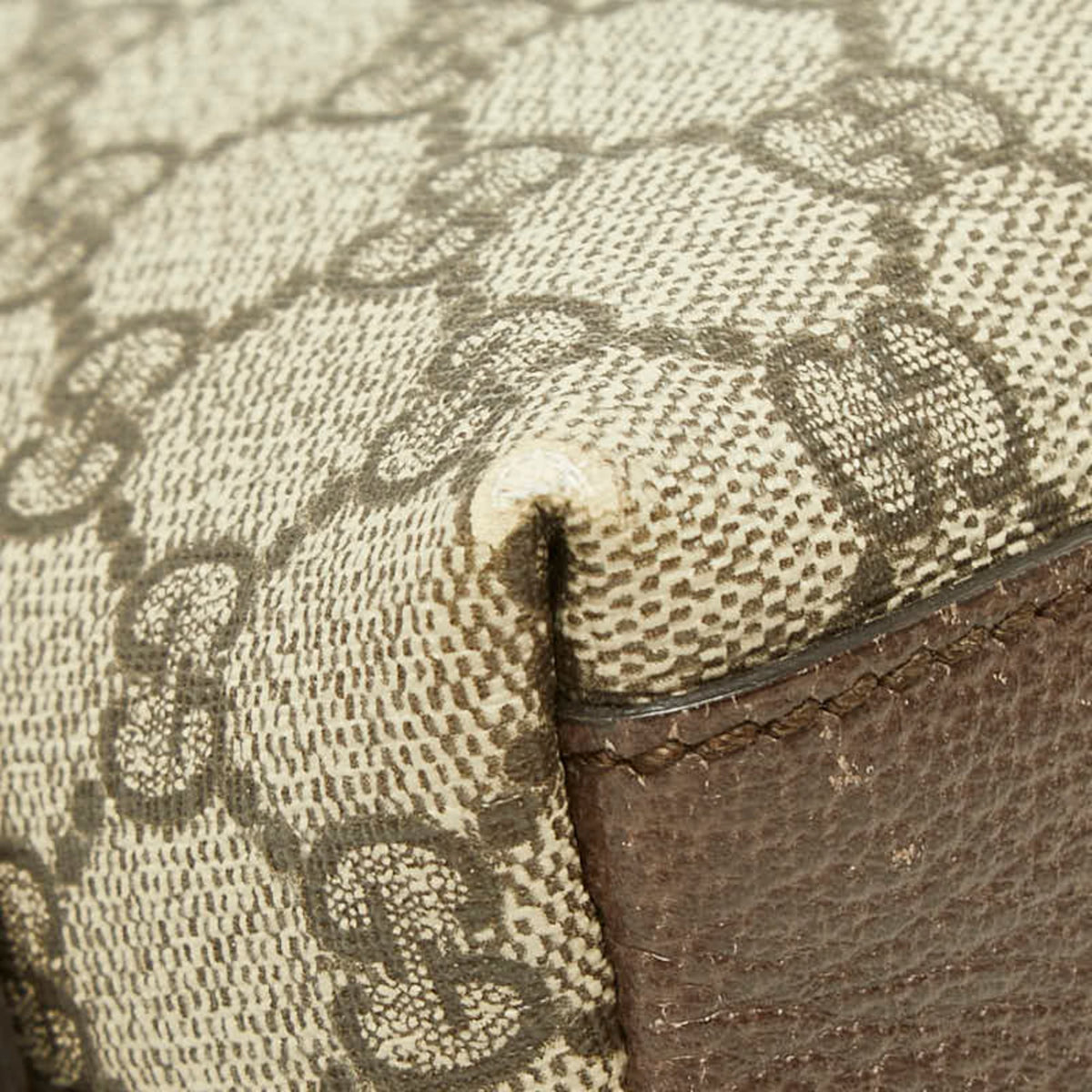 Gucci Sherry Line Beige Brown Pvc Leather Shoulder Bag (Pre-Owned)