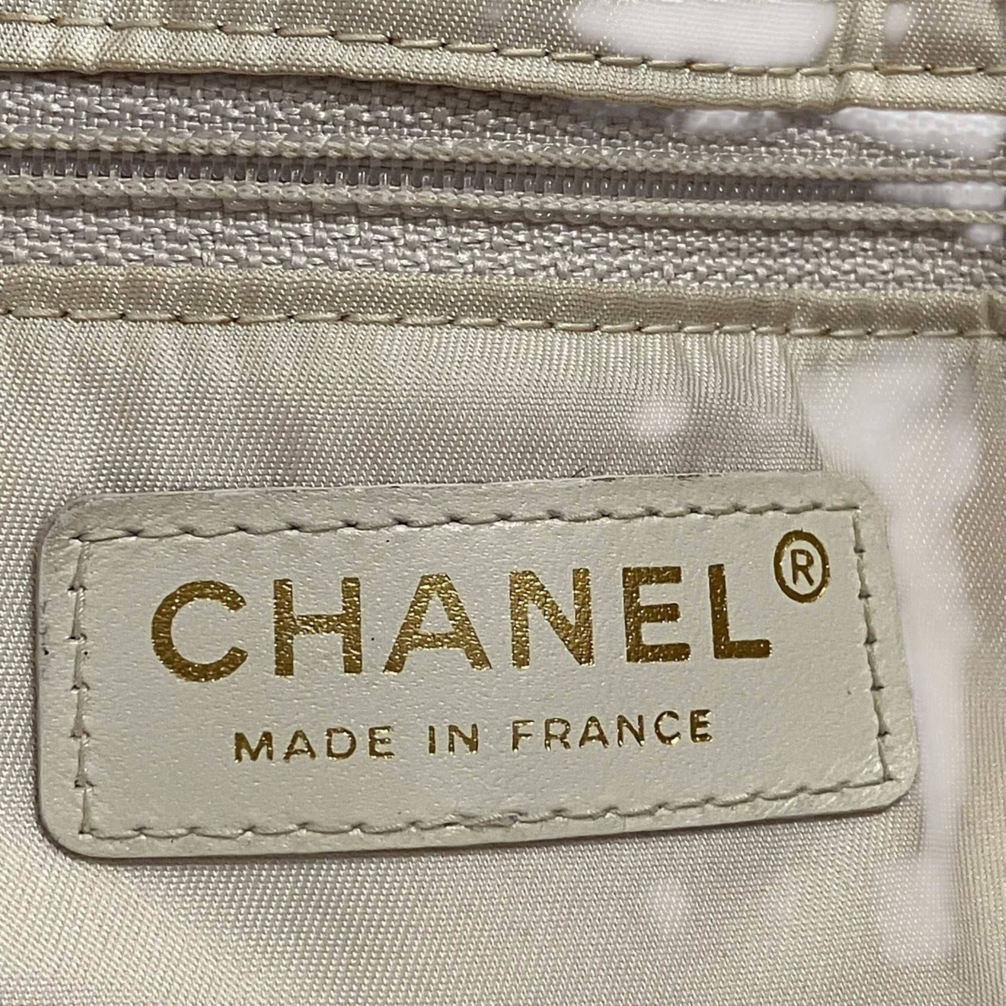 Chanel Pink Beige Canvas Leather Tote Bag (Pre-Owned)