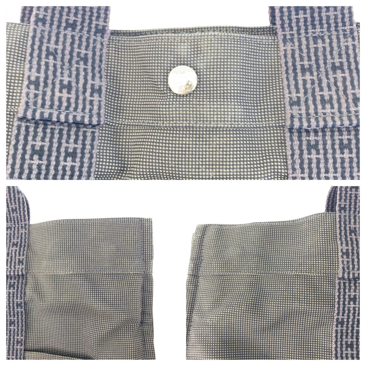 Hermes Gray Canvas Handbag Tote Bag (Pre-Owned)