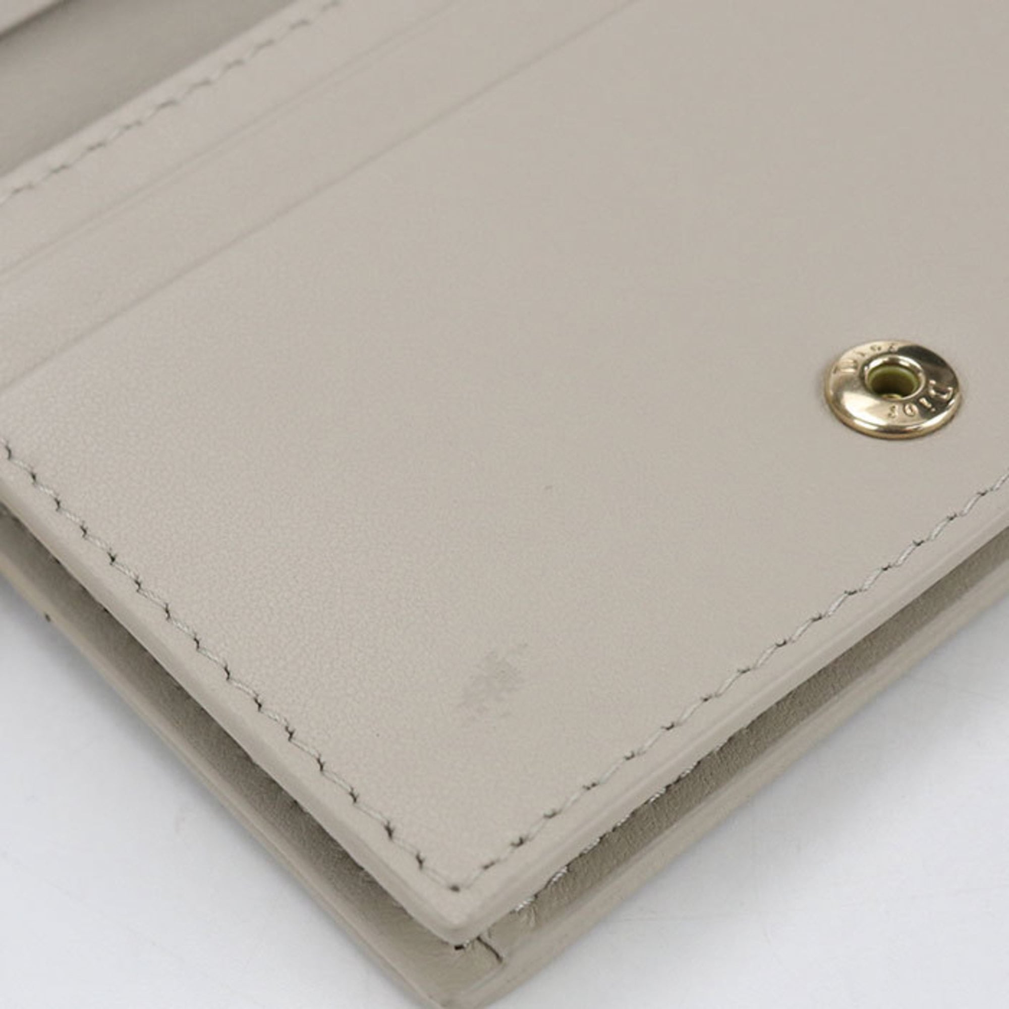 Christian Dior Lady Dior Beige Leather Wallet (Bi-Fold) (Pre-Owned)