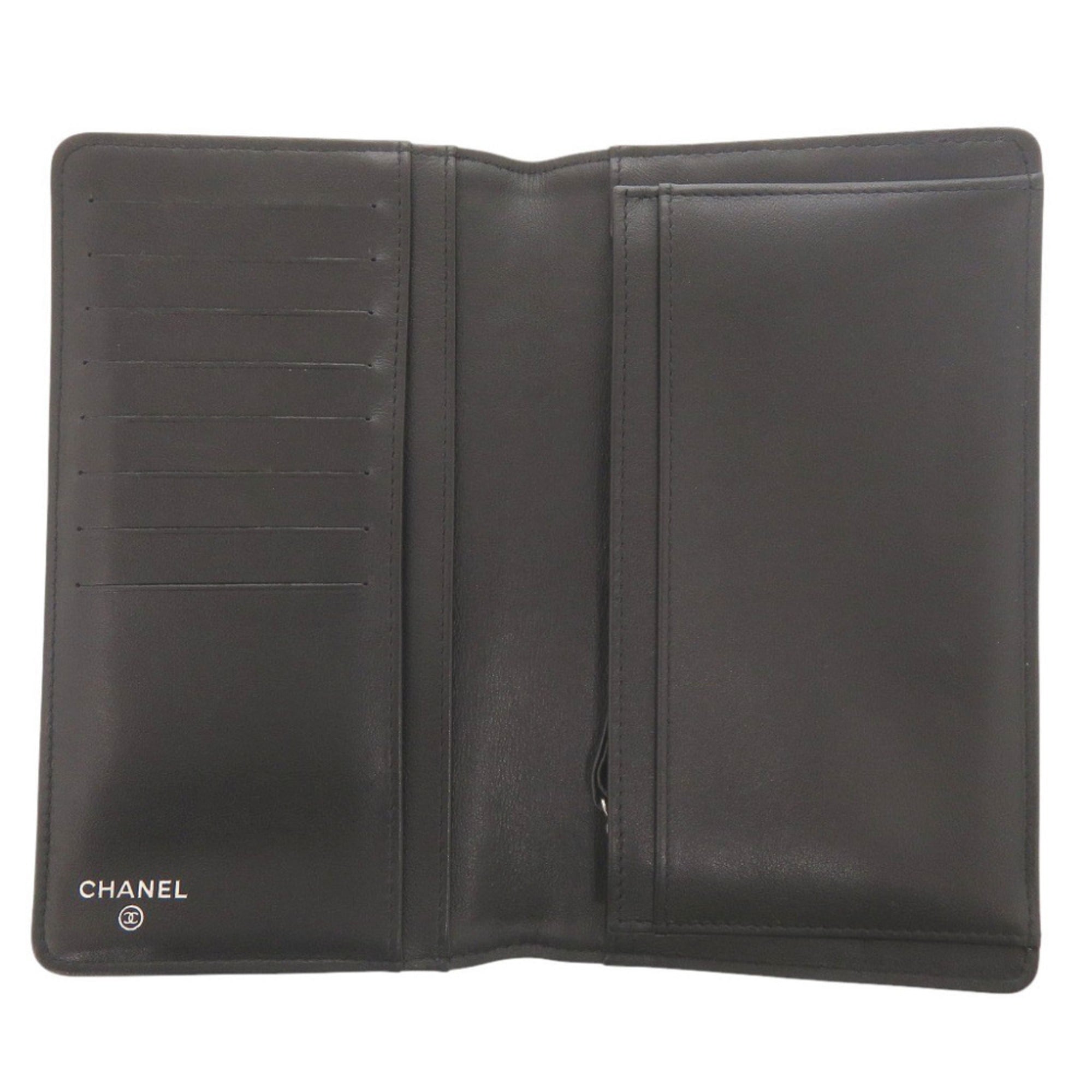 Chanel Black Leather Long Wallet (Bi-Fold) (Pre-Owned)