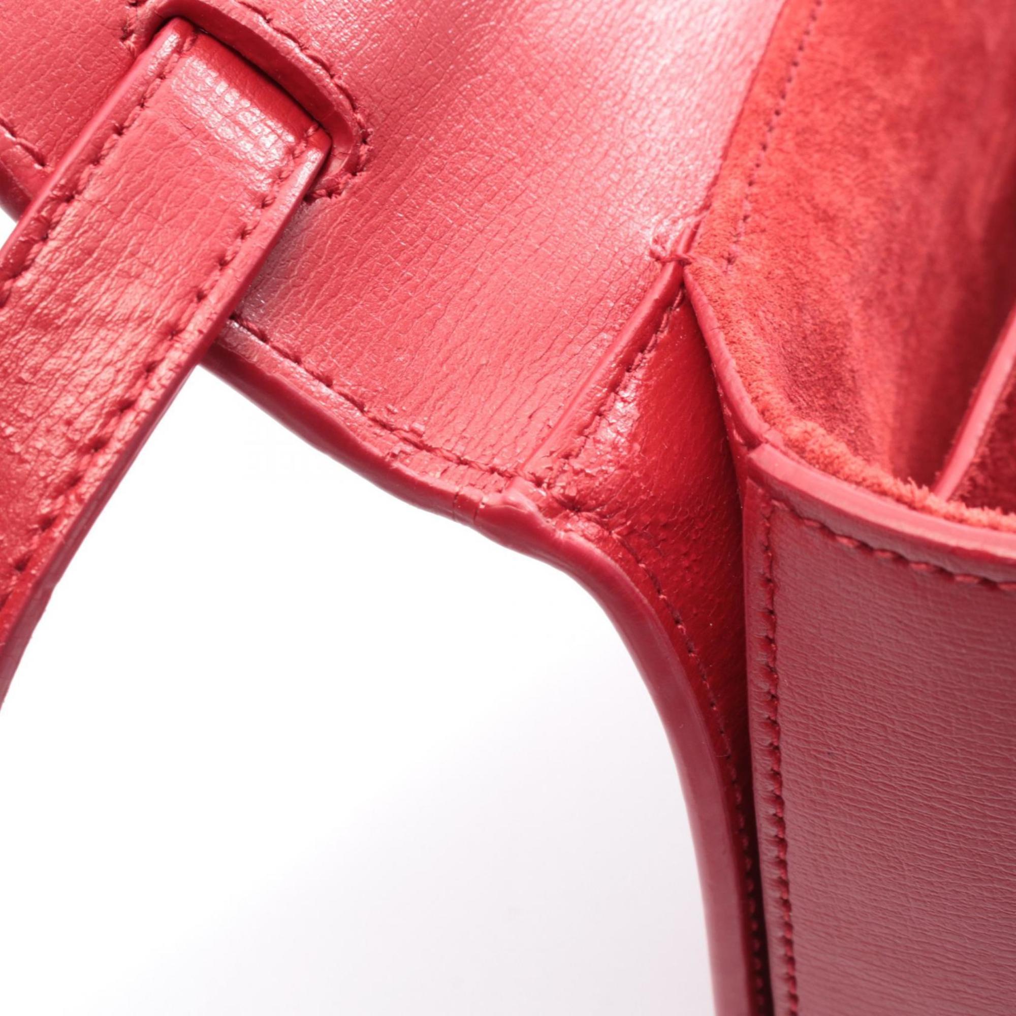 Yves Saint Laurent Red Color Leather Handbag Shoulder Bag (Pre-Owned)