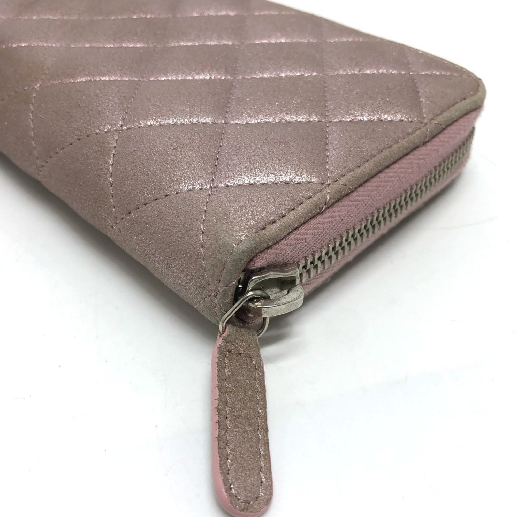 Chanel Pink Leather Long Wallet (Bi-Fold) (Pre-Owned)