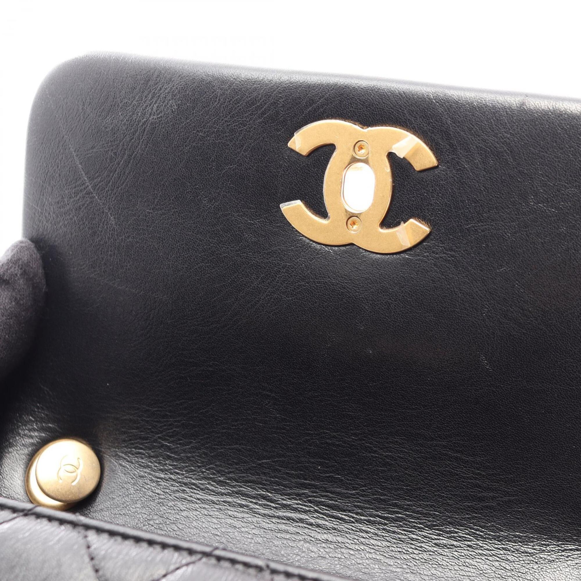 Chanel Black Leather Handbag Shoulder Bag (Pre-Owned)