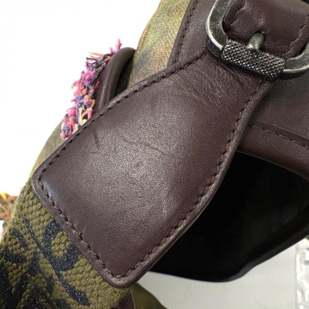 Chanel Khaki Canvas Messenger Bag Shoulder Bag (Pre-Owned)