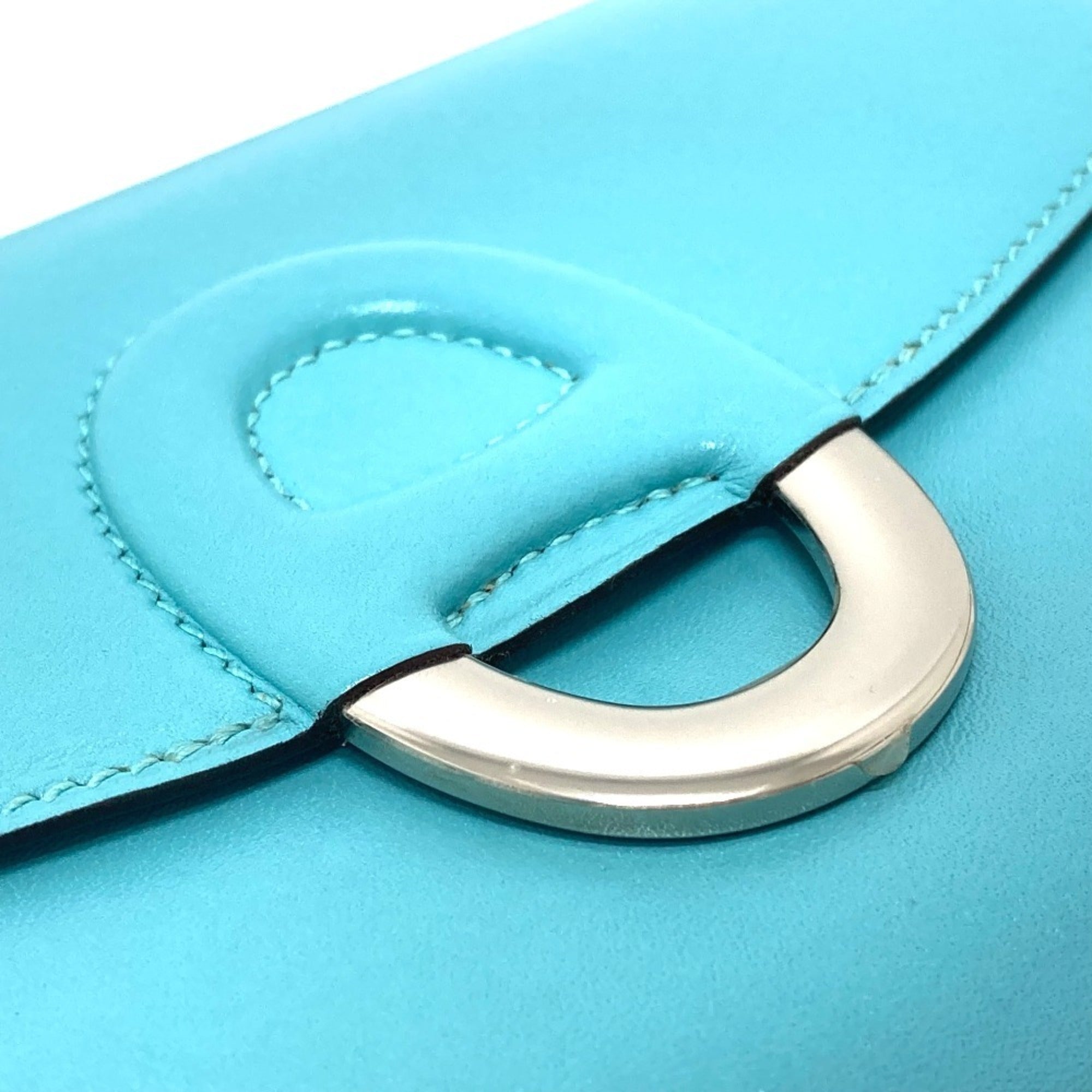Hermes Blue Blue Atoll Tadelakt Leather Handbag Shoulder Bag (Pre-Owned)